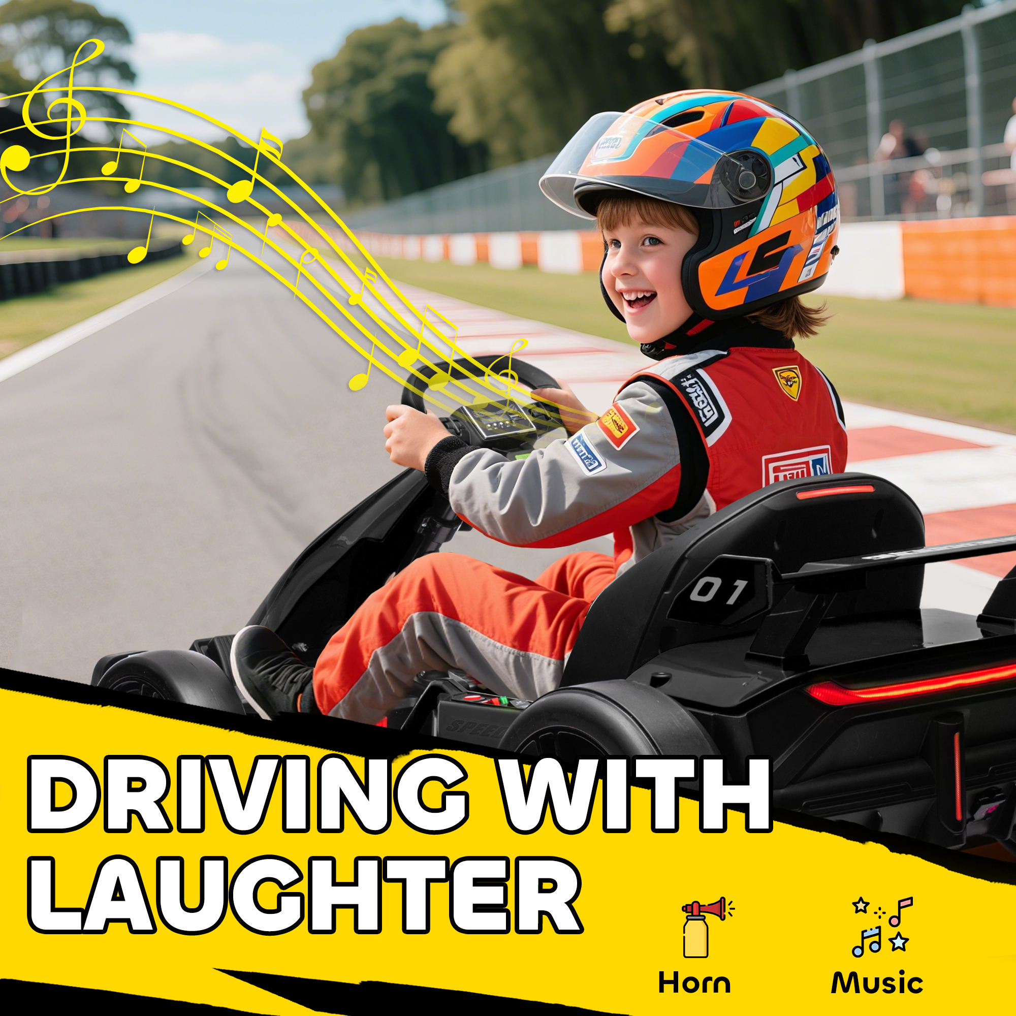 24V 7.5 MPH Electric Go Kart with Adjustable Seat, Slow Start, Black