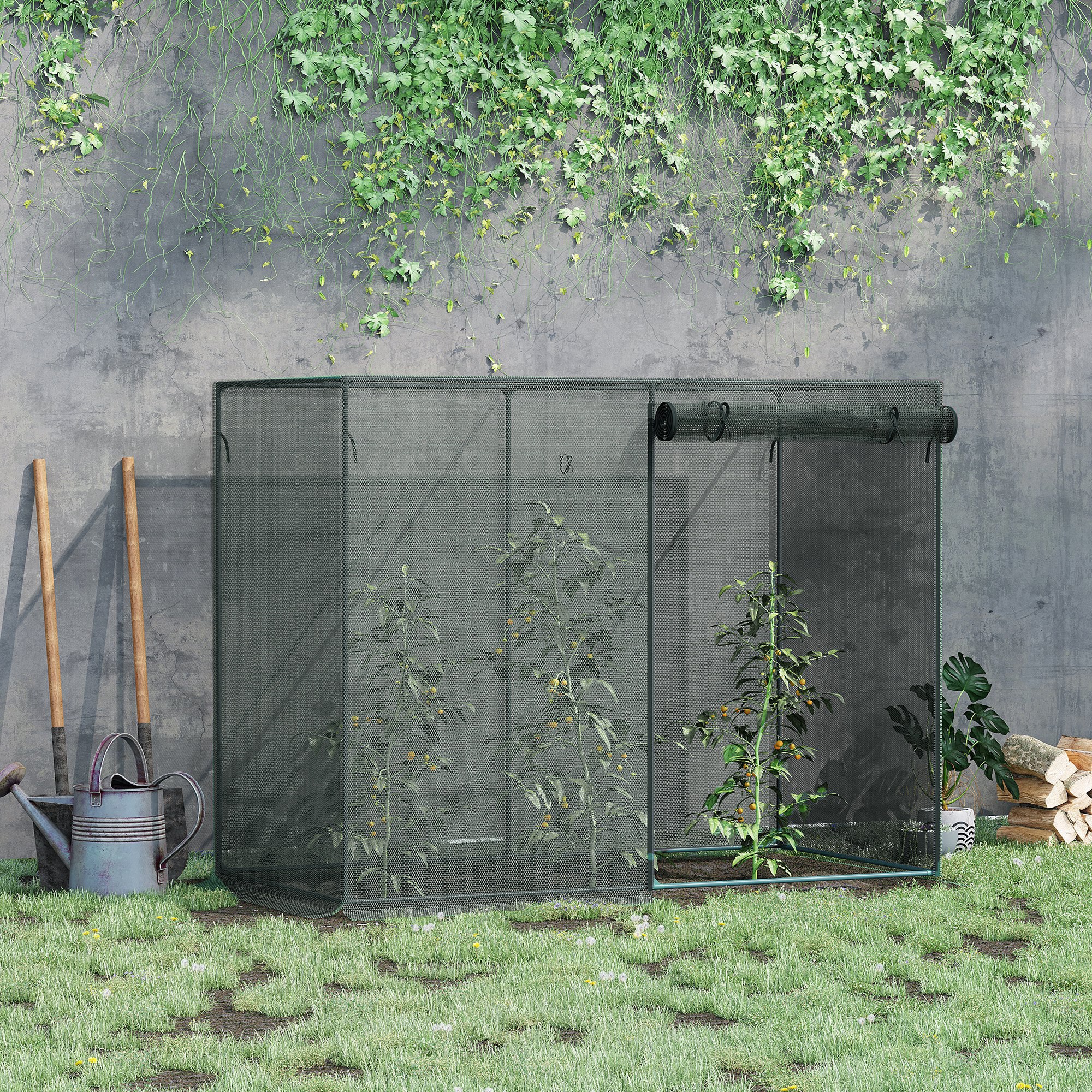  6' x 3' x 5' Crop Cage, Plant Protection Tent with Zippered Doors for Vegetable Garden, Backyard, Black