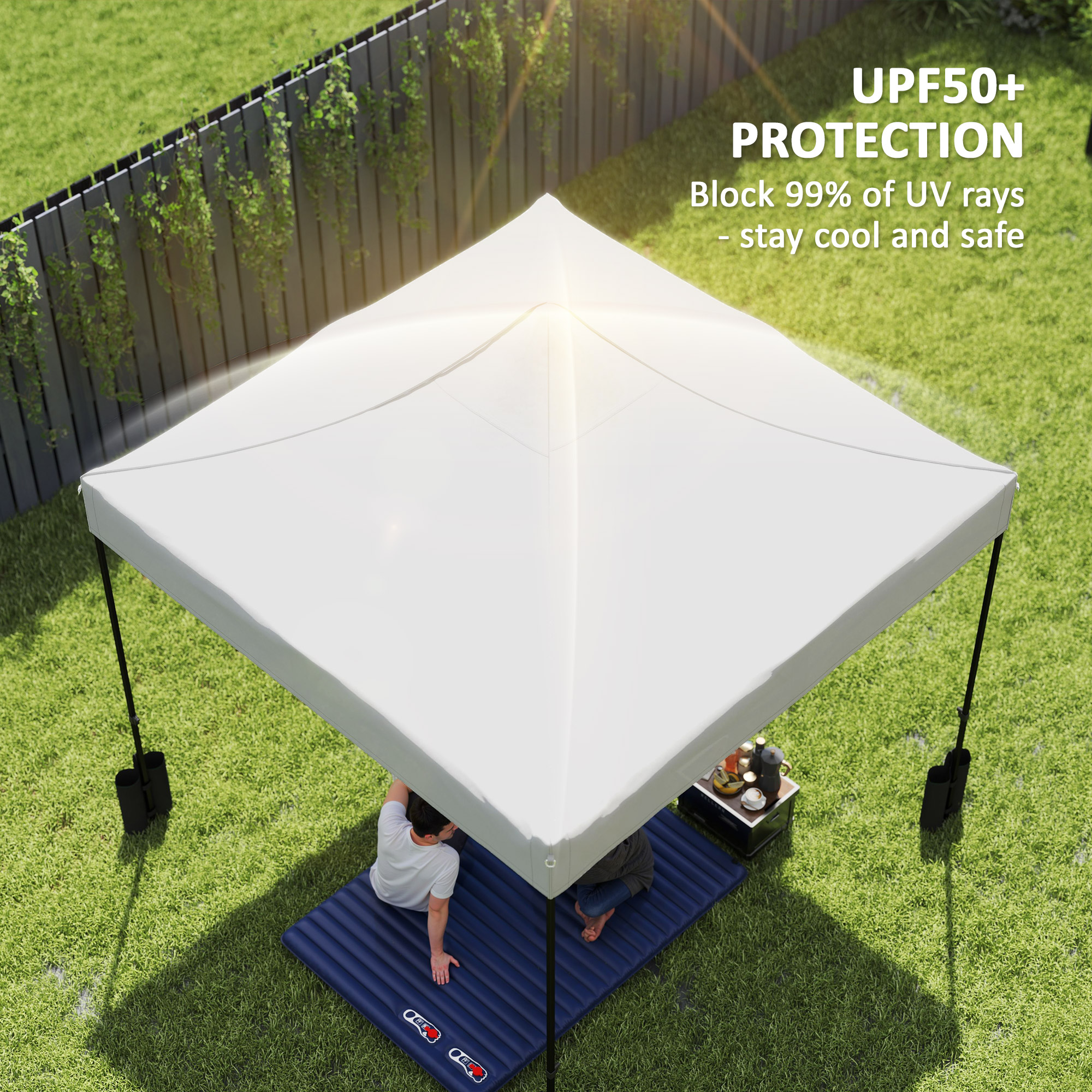  10' x 10' Replacement Canopy Top for Pop Up Canopy Tent with 4 Sand Bags, UPF50+ Protection, White