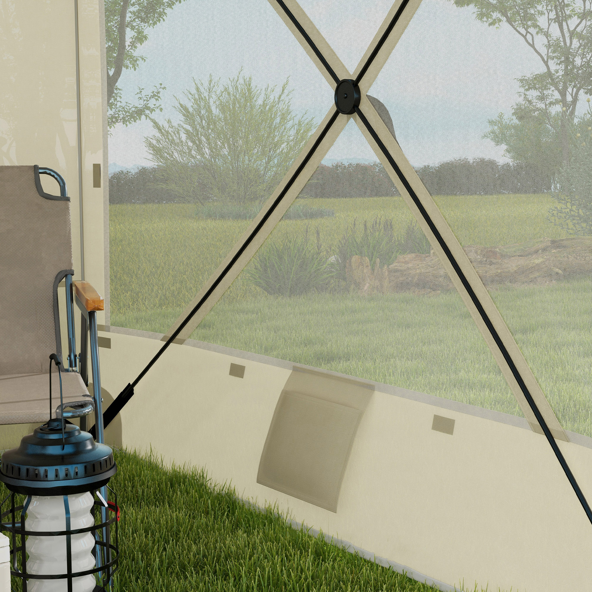  7' x 8' Pop Up Canopy Tent, Camping Tent Sun Shade Shelter with Curtains, Nettings and Carrying Bag, UV-Resistant