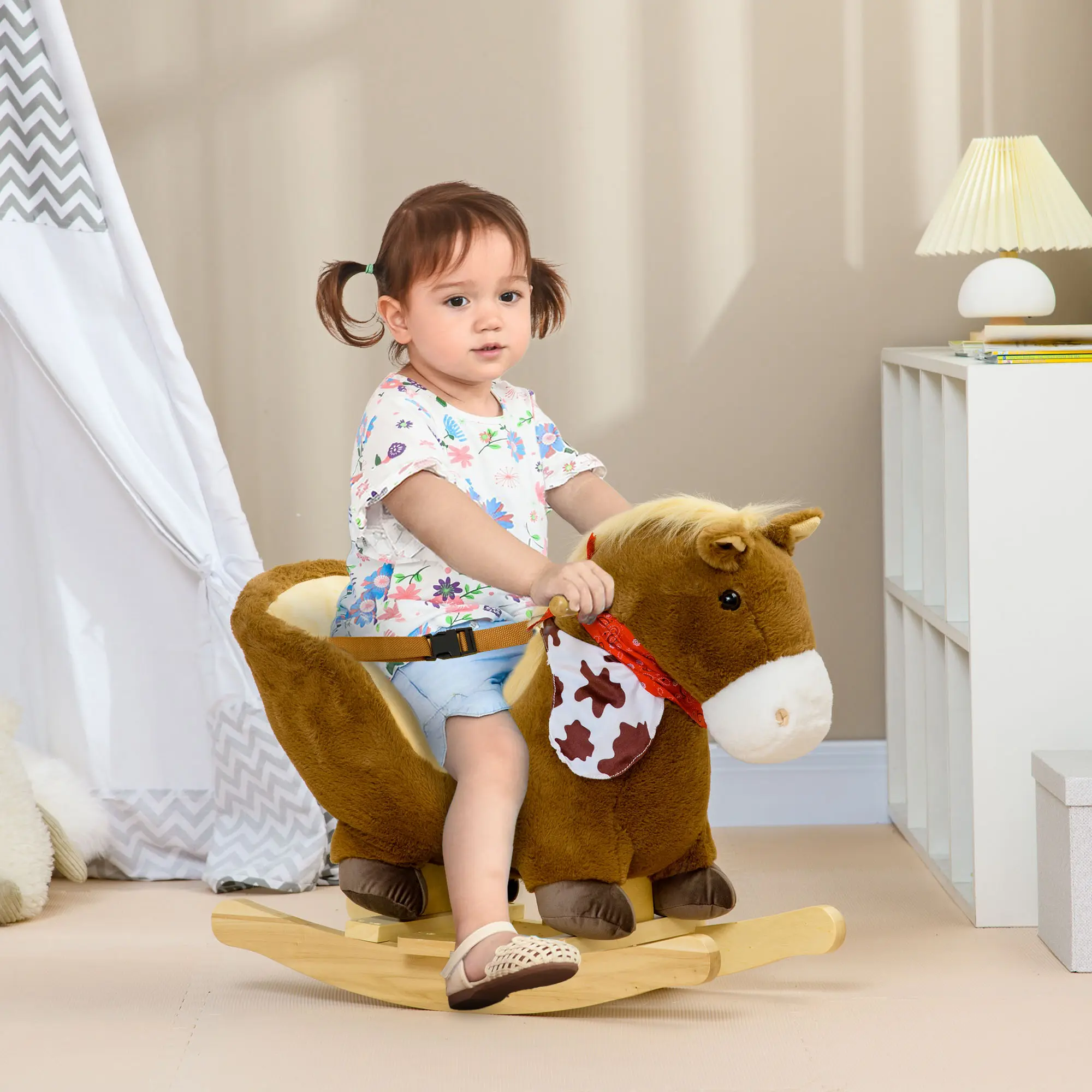 Baby Rocking Horse, Riding Plush Animal Rocker