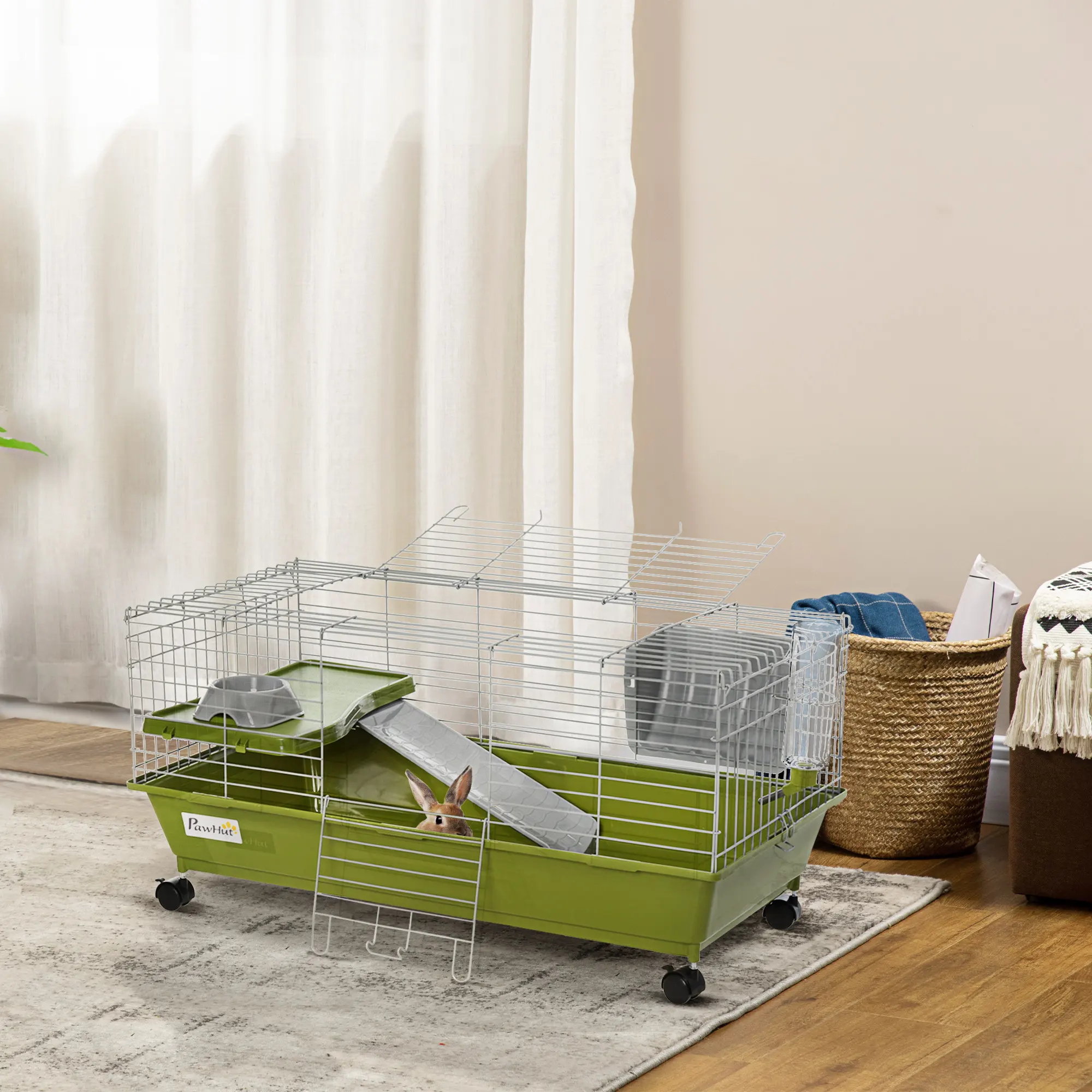 35"L Small Animal Cage, Rolling Bunny Guinea