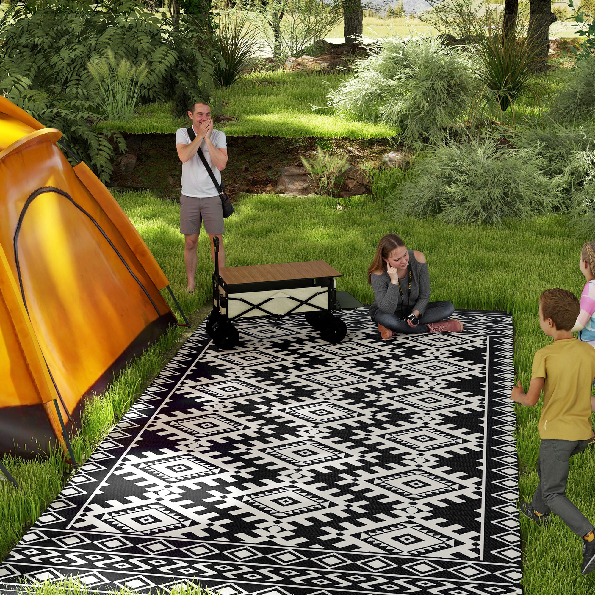 Reversible Waterproof Outdoor Rug with Carry Bag – image 1