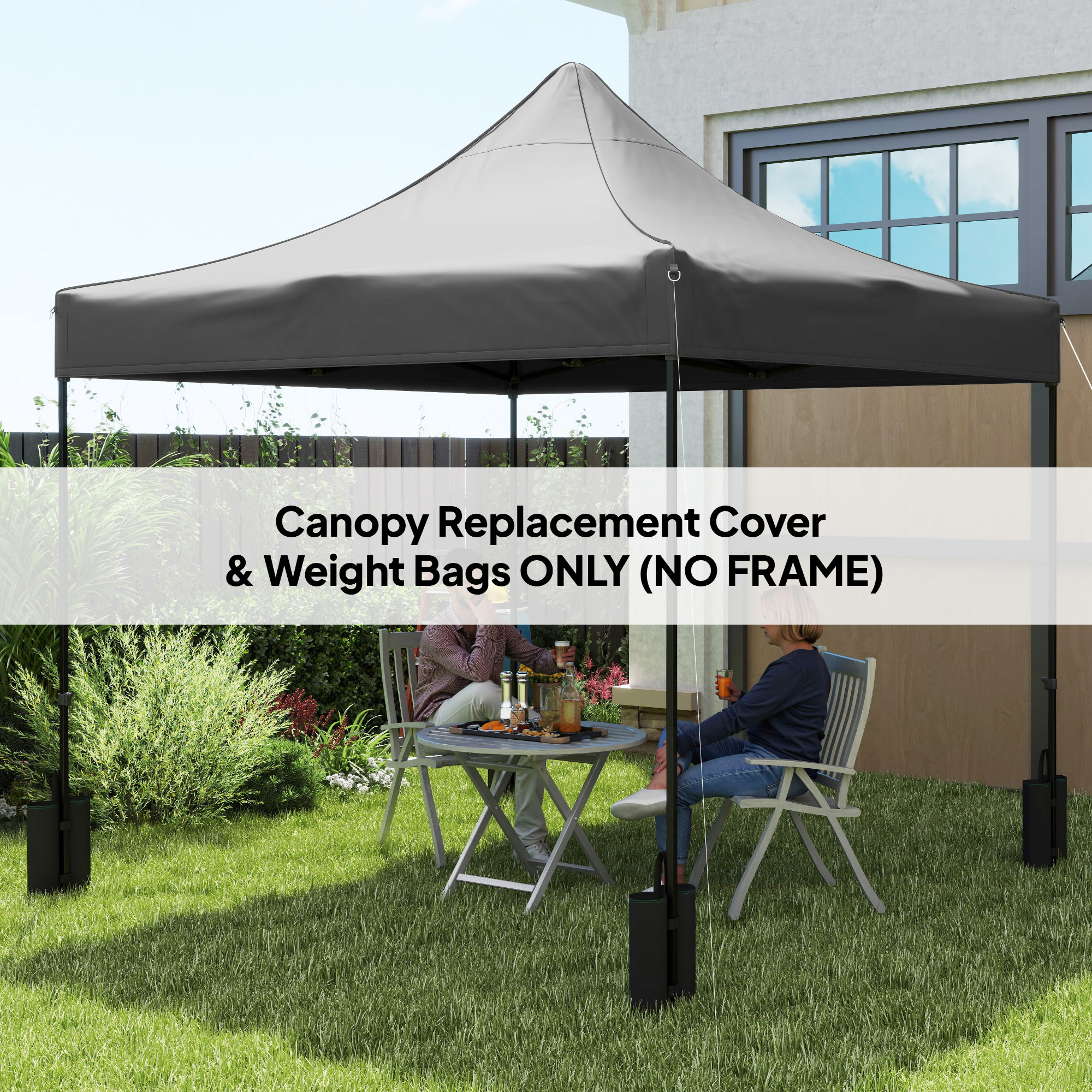  10' x 10' Replacement Canopy Top for Pop Up Canopy Tent with 4 Sand Bags, UPF50+ Protection, Dark Gray