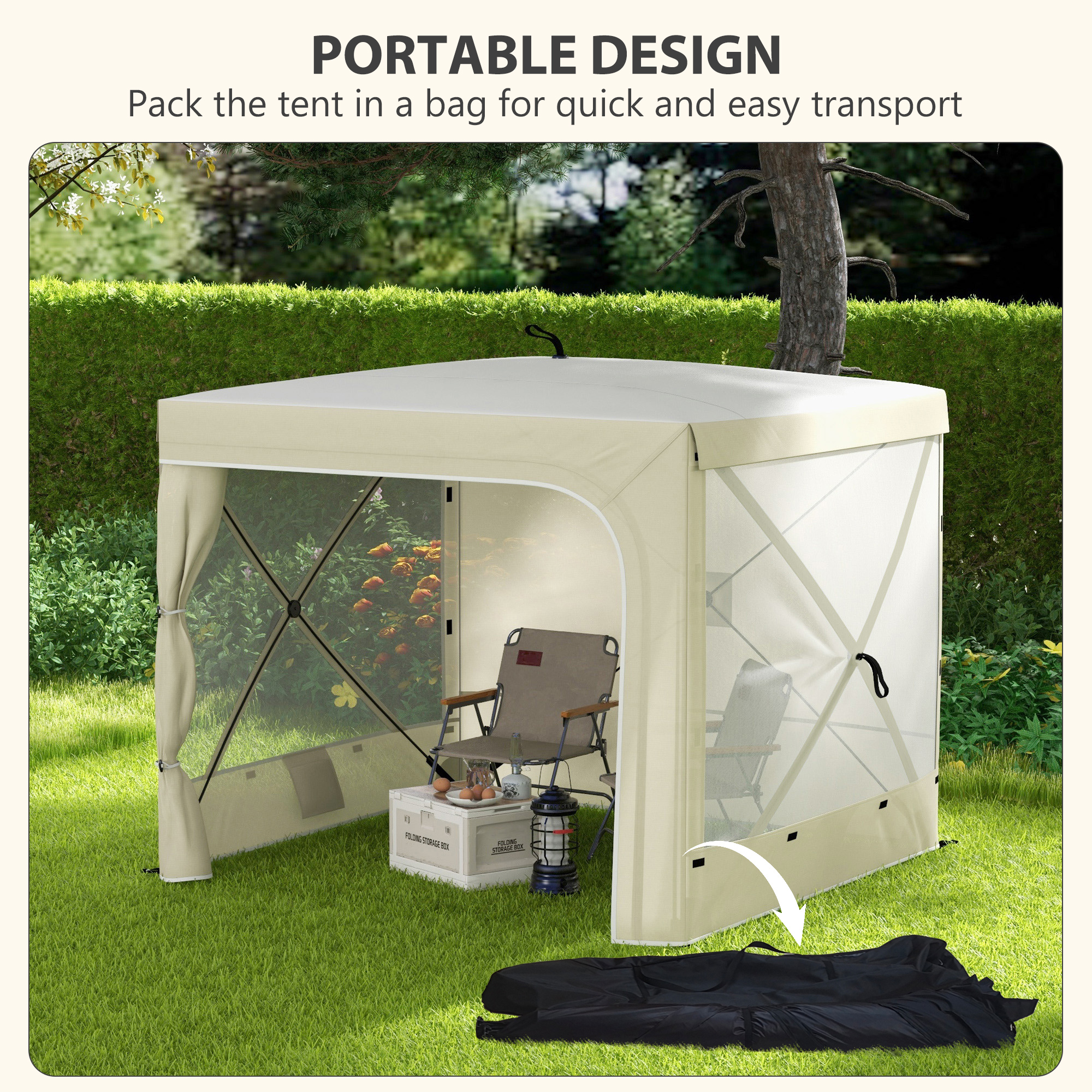  7' x 8' Pop Up Canopy Tent, Camping Tent Sun Shade Shelter with Curtains, Nettings and Carrying Bag, UV-Resistant
