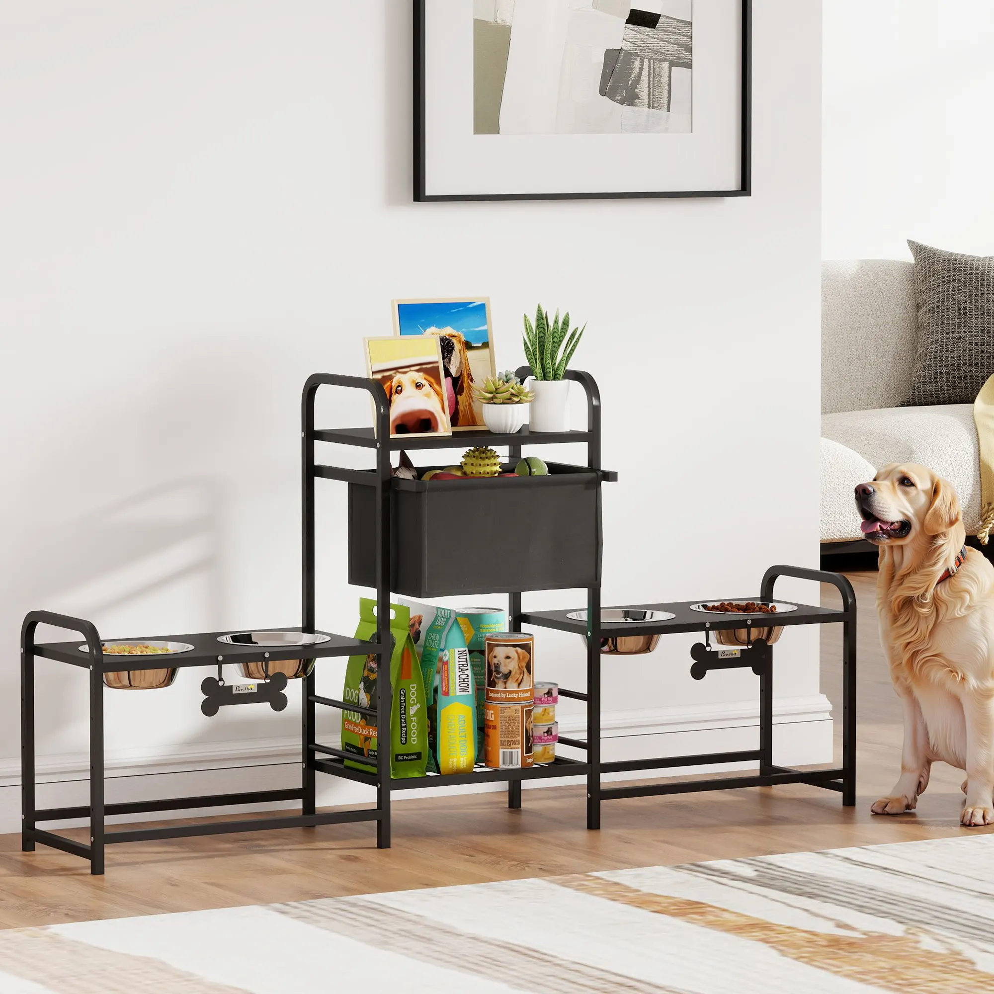 3 Height Adjustable Dog Bowl Stand