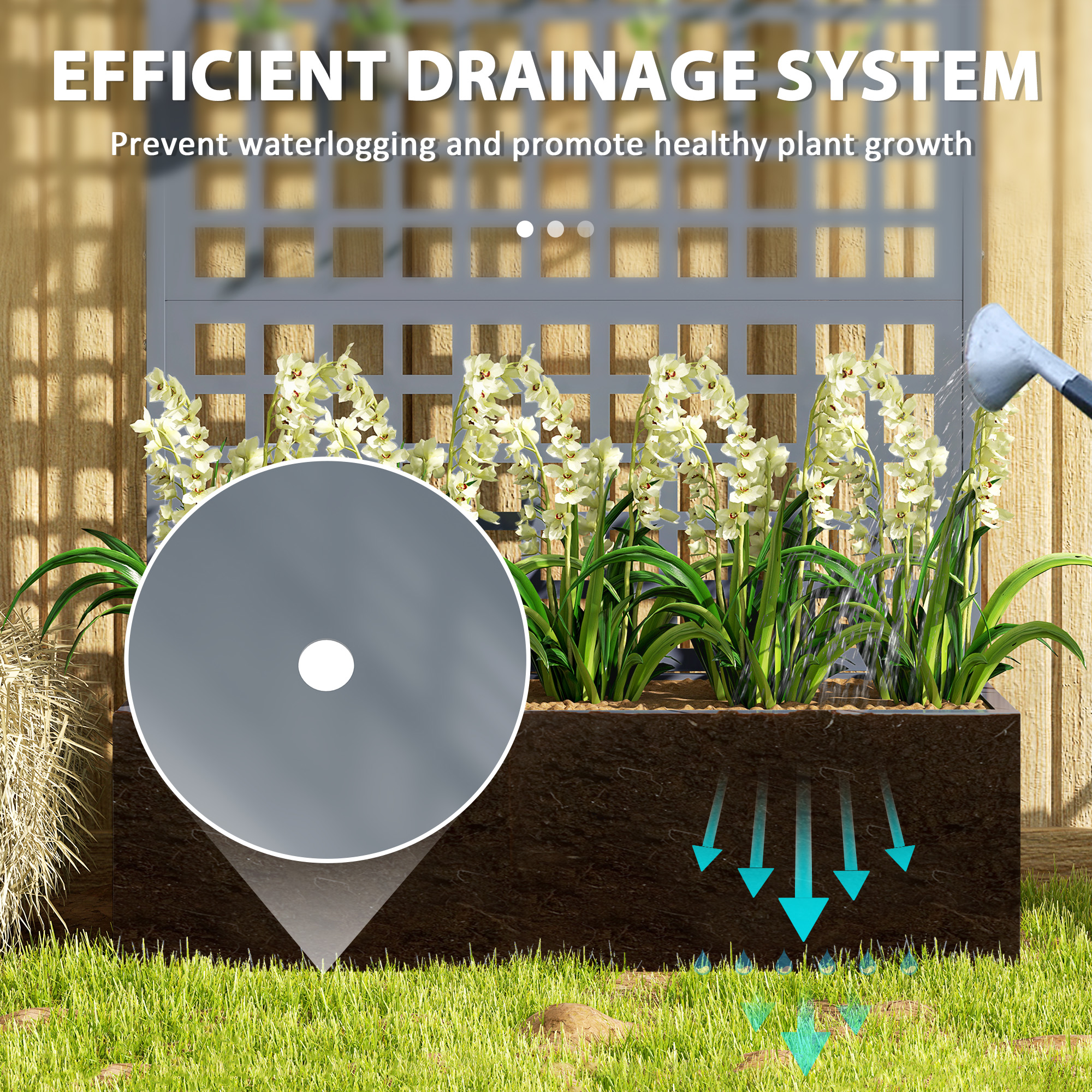  Galvanized Raised Garden Bed Planter Box with Trellis for Climbing Plants, Vegetable, Vines, 43" x 16" x 70", Gray