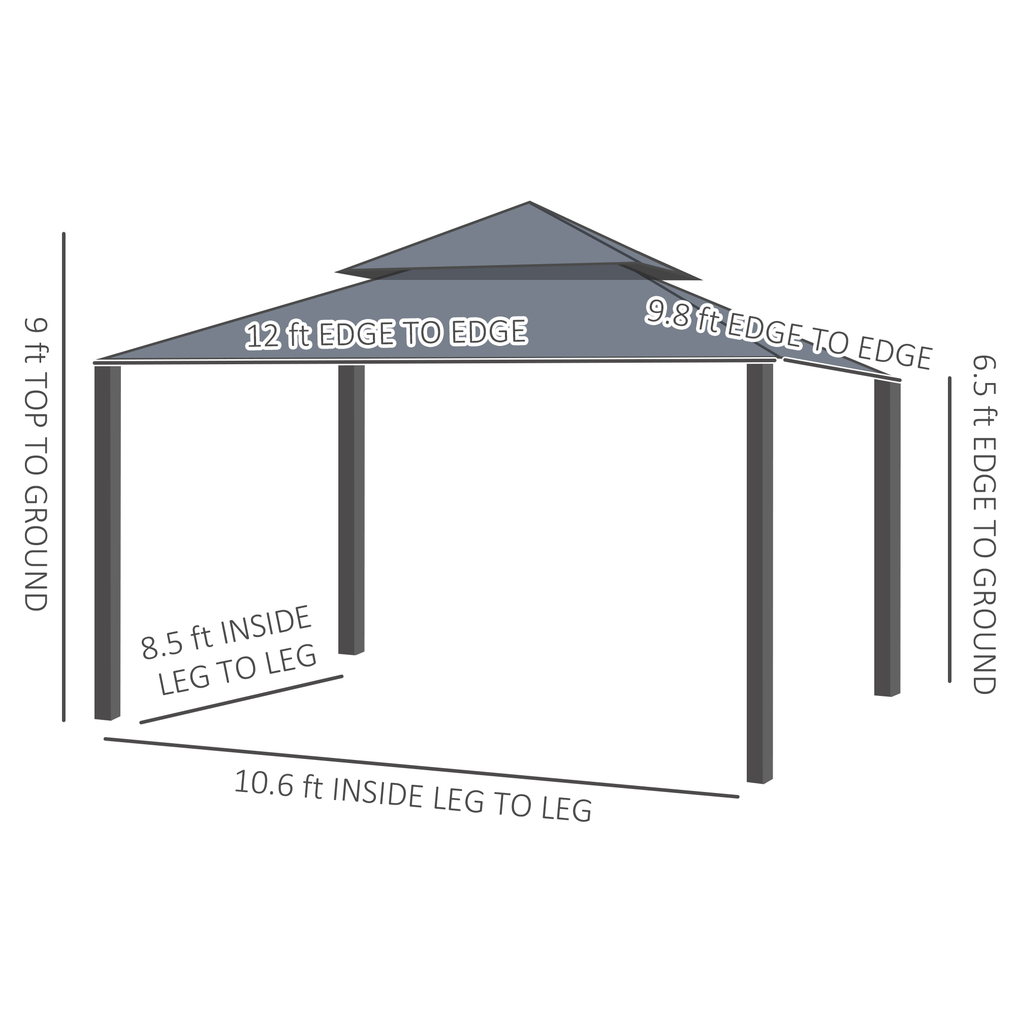  10' x 12' Double Roof Patio Gazebo Canopy, Outdoor Gazebo Shelter with Netting & Curtains, for Garden, Lawn and Deck