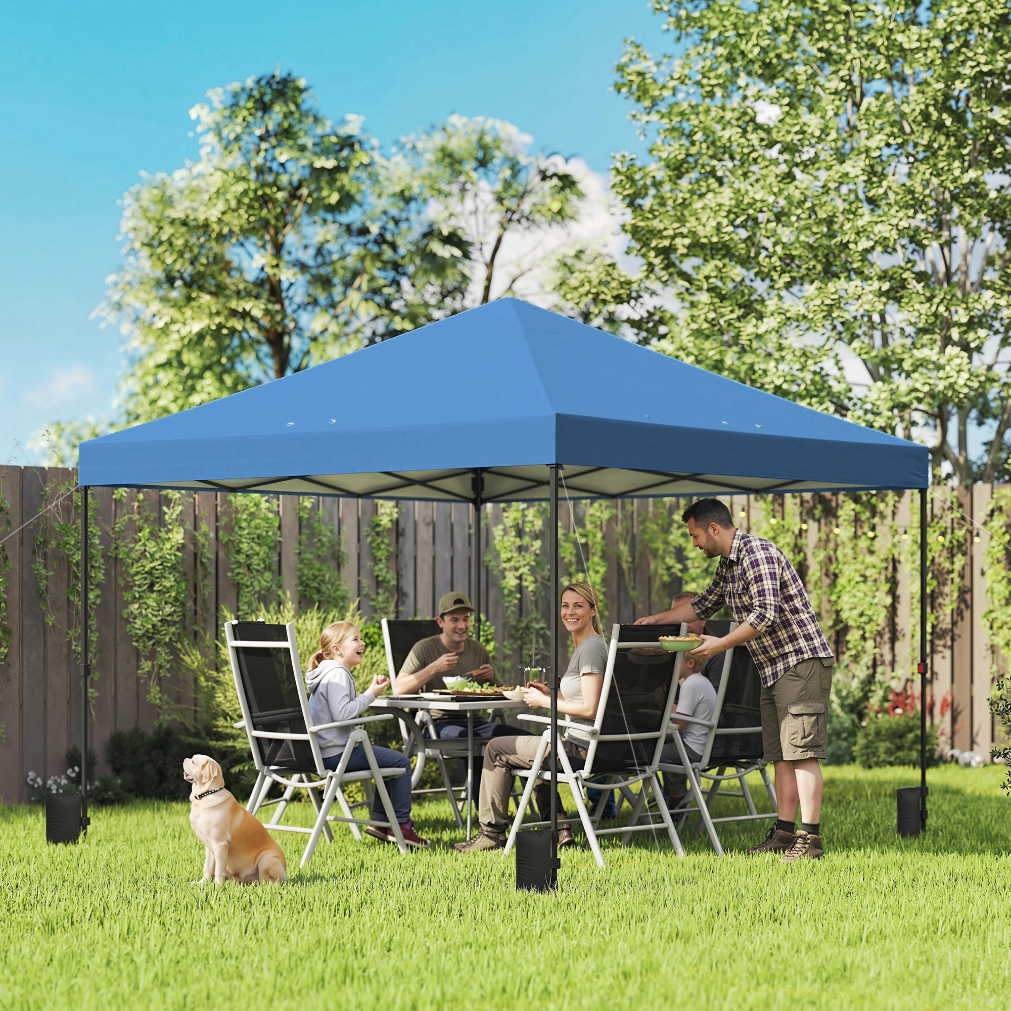  10 x 10 ft Pop Up Canopy Tent with One Push Setup, Outdoor Portable Instant Canopy Shelter w/ Roller Bag, Dark Blue