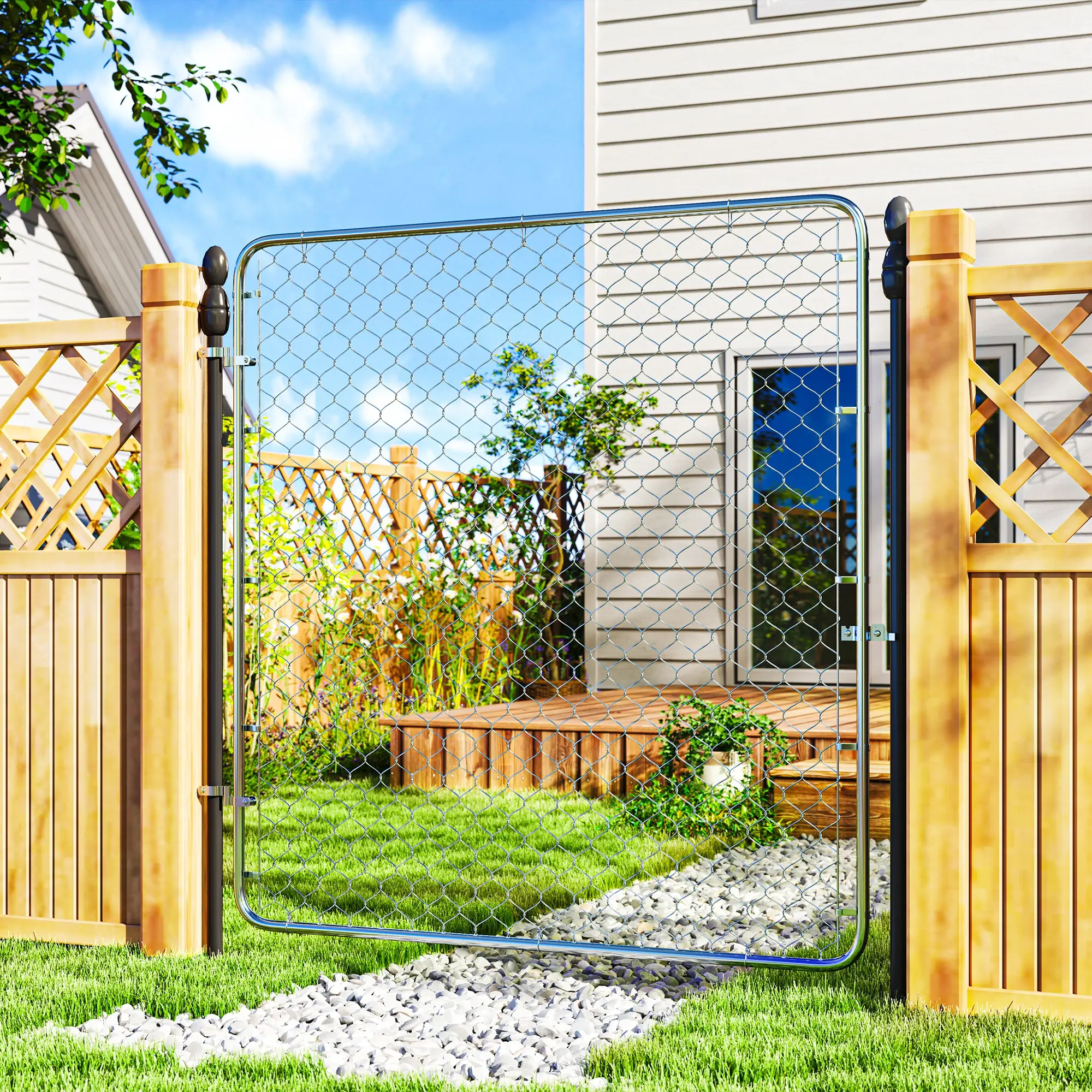 Garden Gate Chain Link Fence Gate, Galvanized