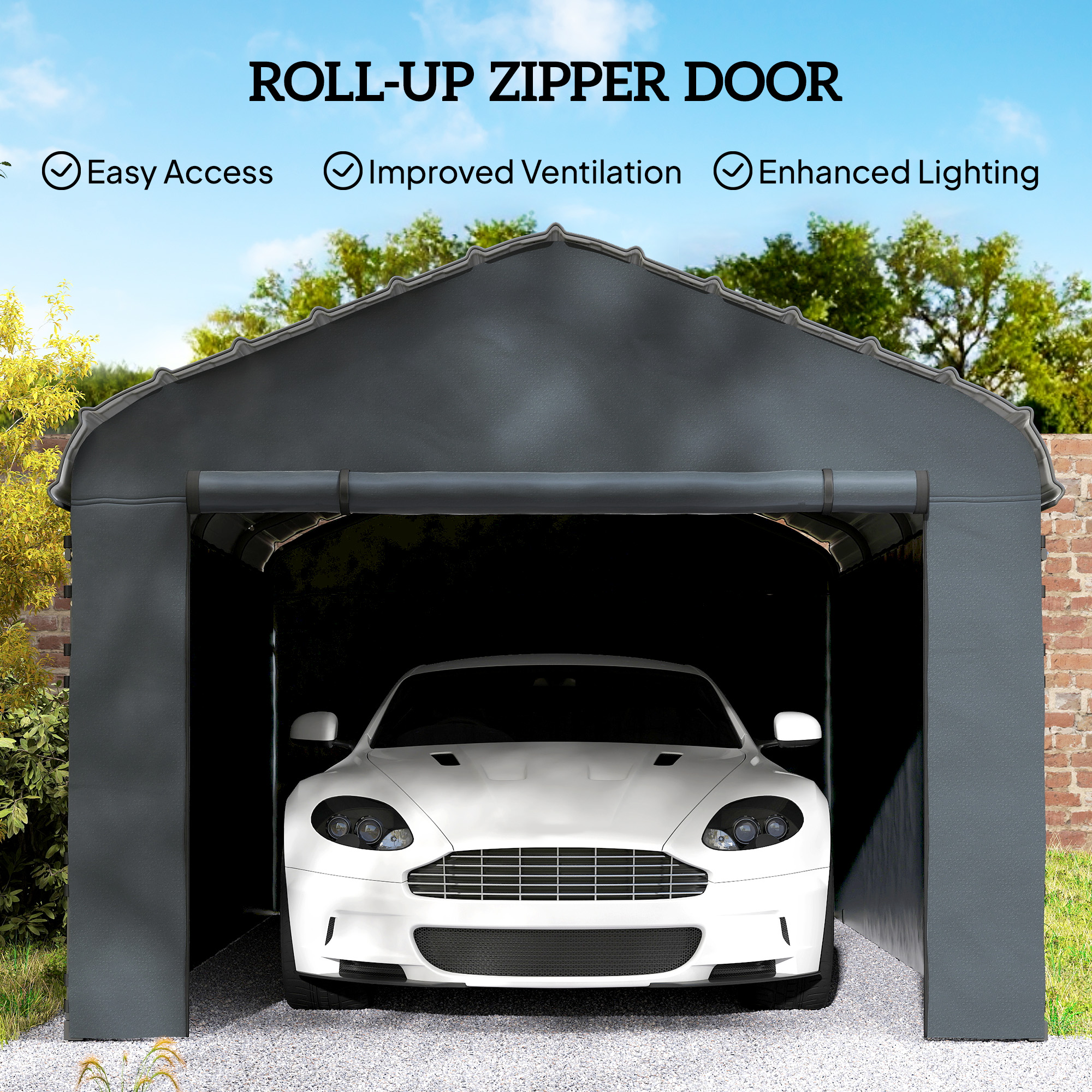  Carport Replacement Sidewall Panel for 10' x 15' Carports, UPF50+ Waterproof Replacement Side Wall Cover, Dark Gray