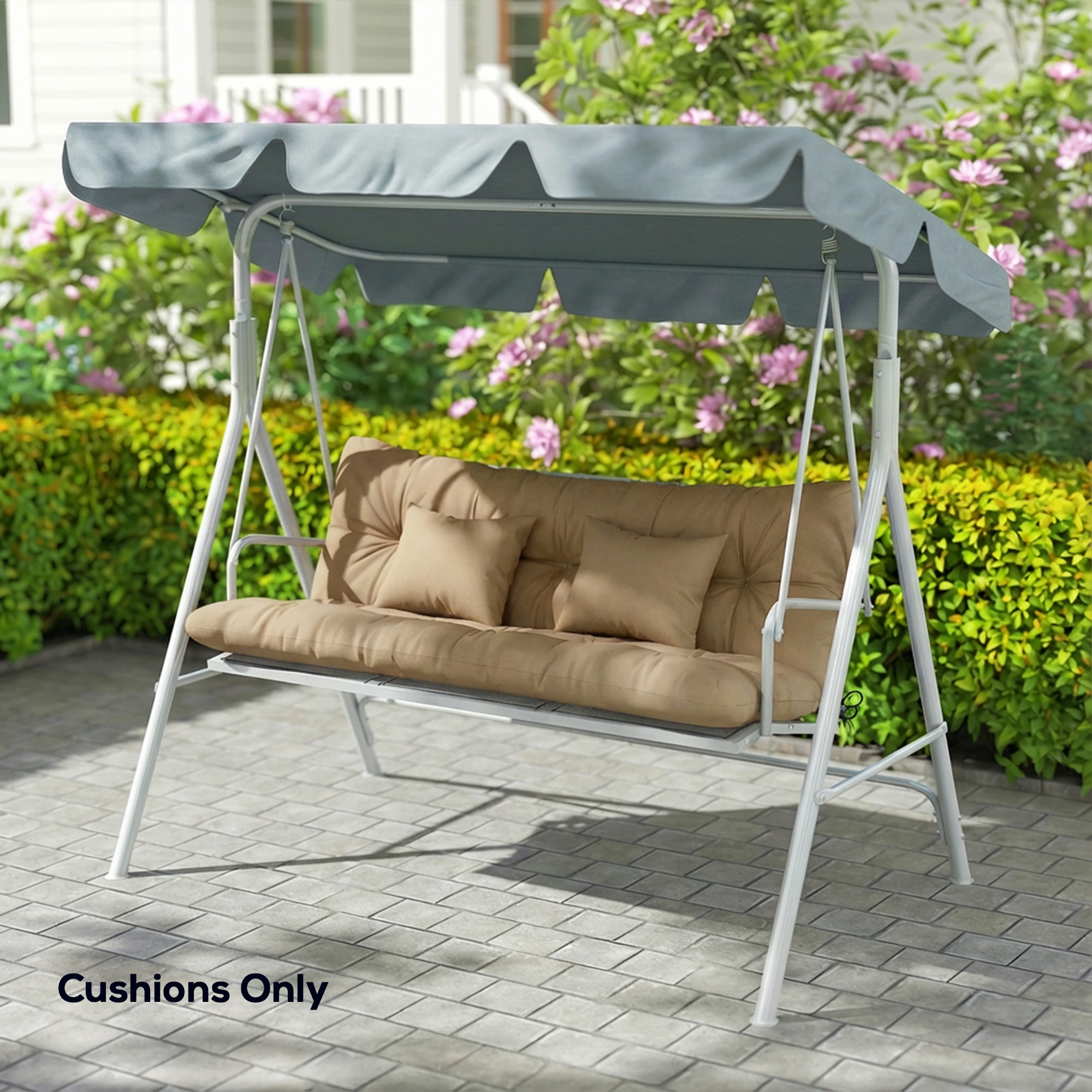  4-Piece Back and Seat Cushion Pillows Replacement and Pillows, Patio Chair Cushions Set with Ties, khaki