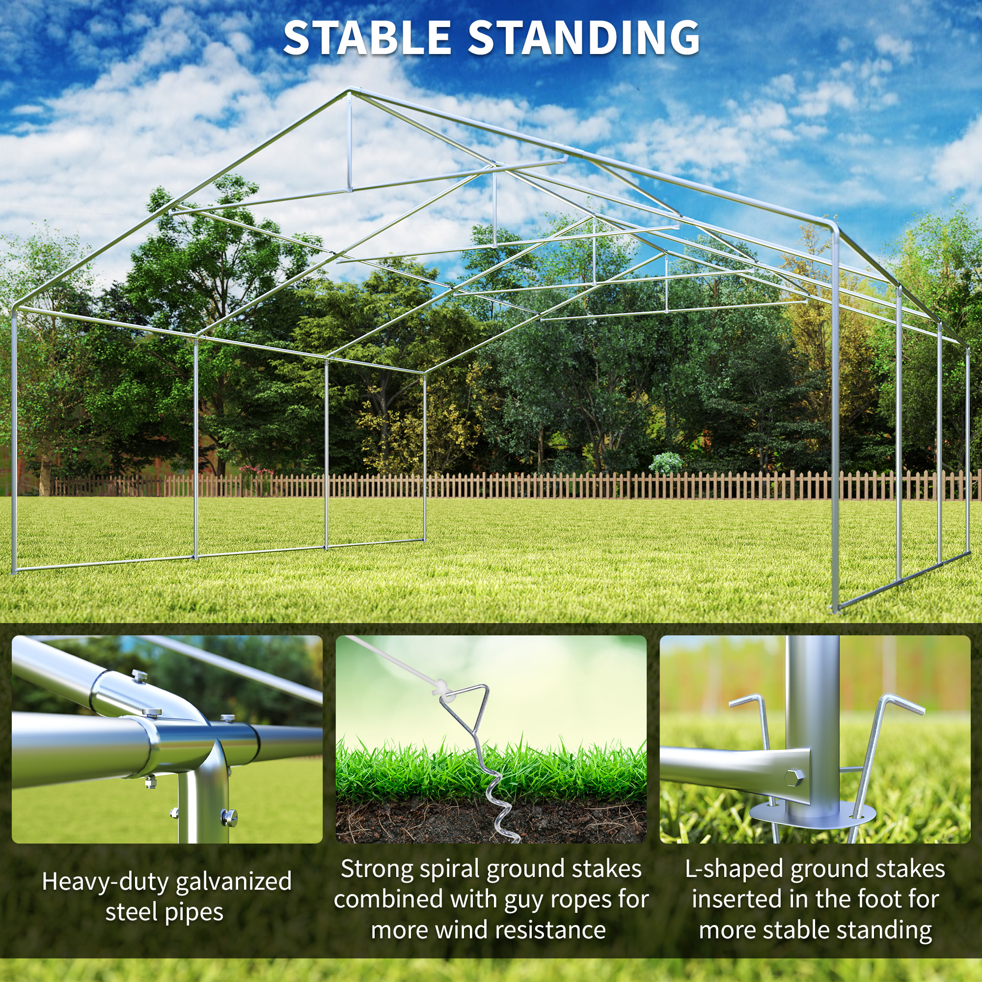  20' x 20' Heavy-duty Large Wedding Tent, Outdoor Carport Garage Party Tent, Patio Gazebo Canopy with Sidewall, White