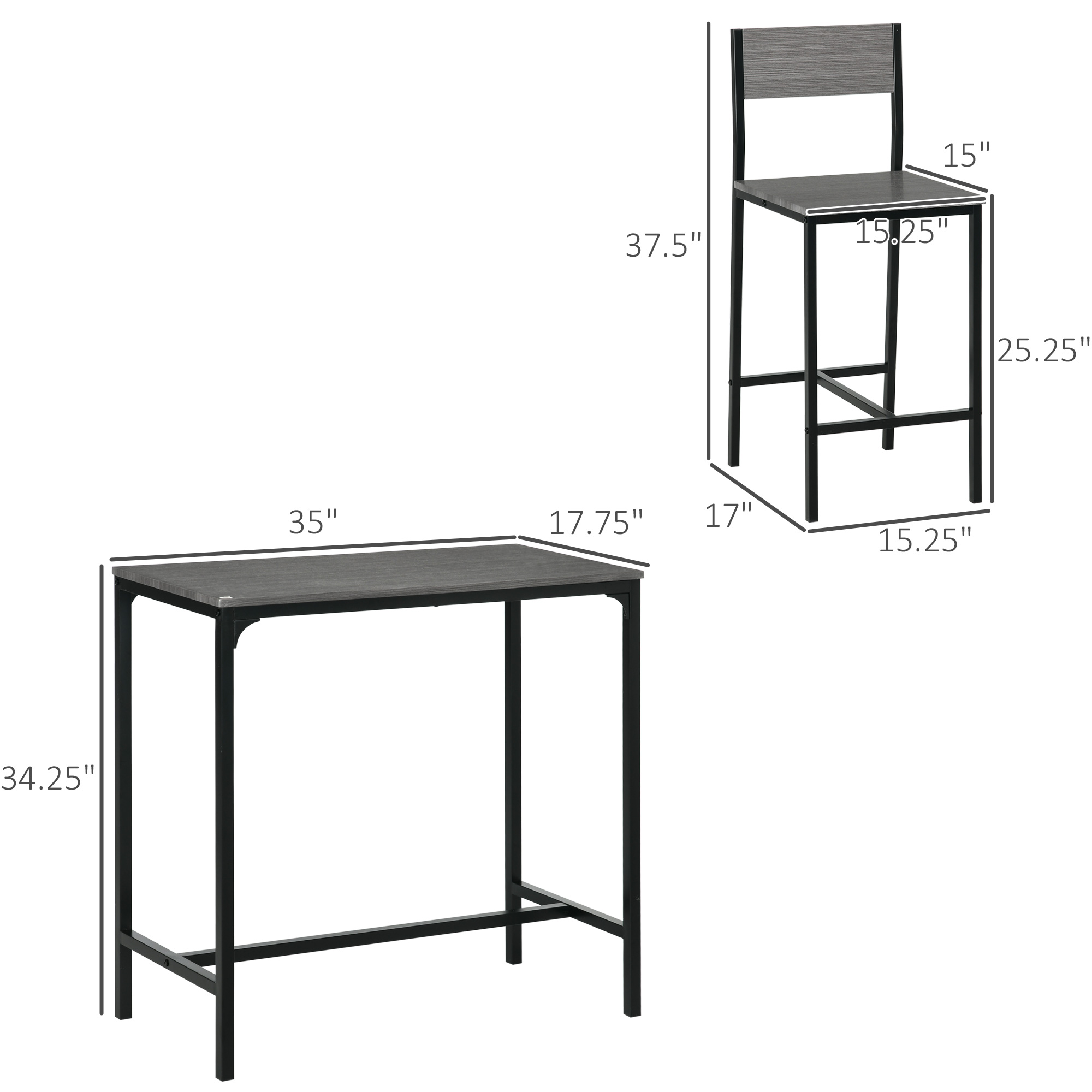 3 Piece Bar Table and Chairs β Industrial Dining Table Set for 2 β photo 7
