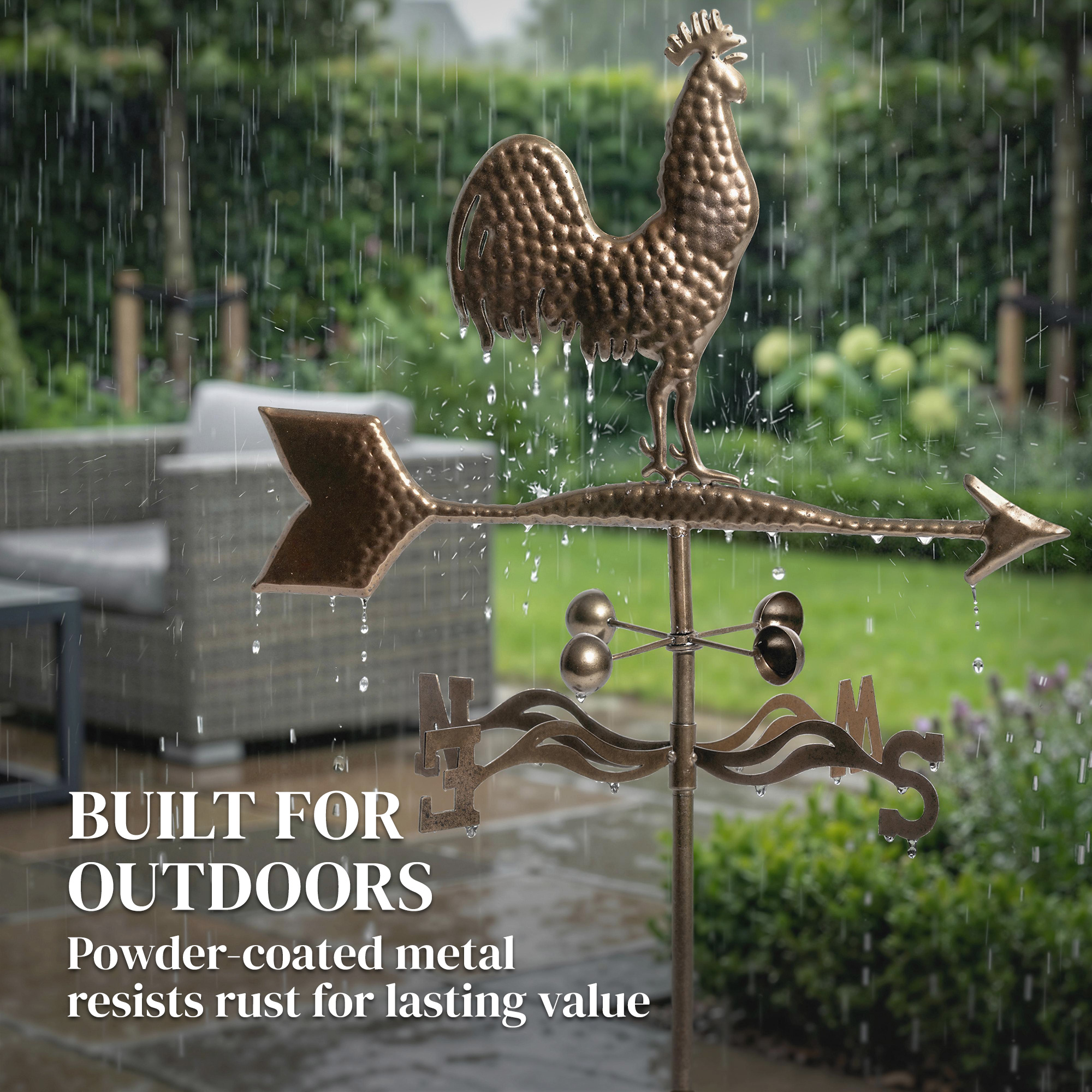  Metal Rooster Weathervane, Roof Mount Wind Direction Indicator, Outdoor Weather Vanes