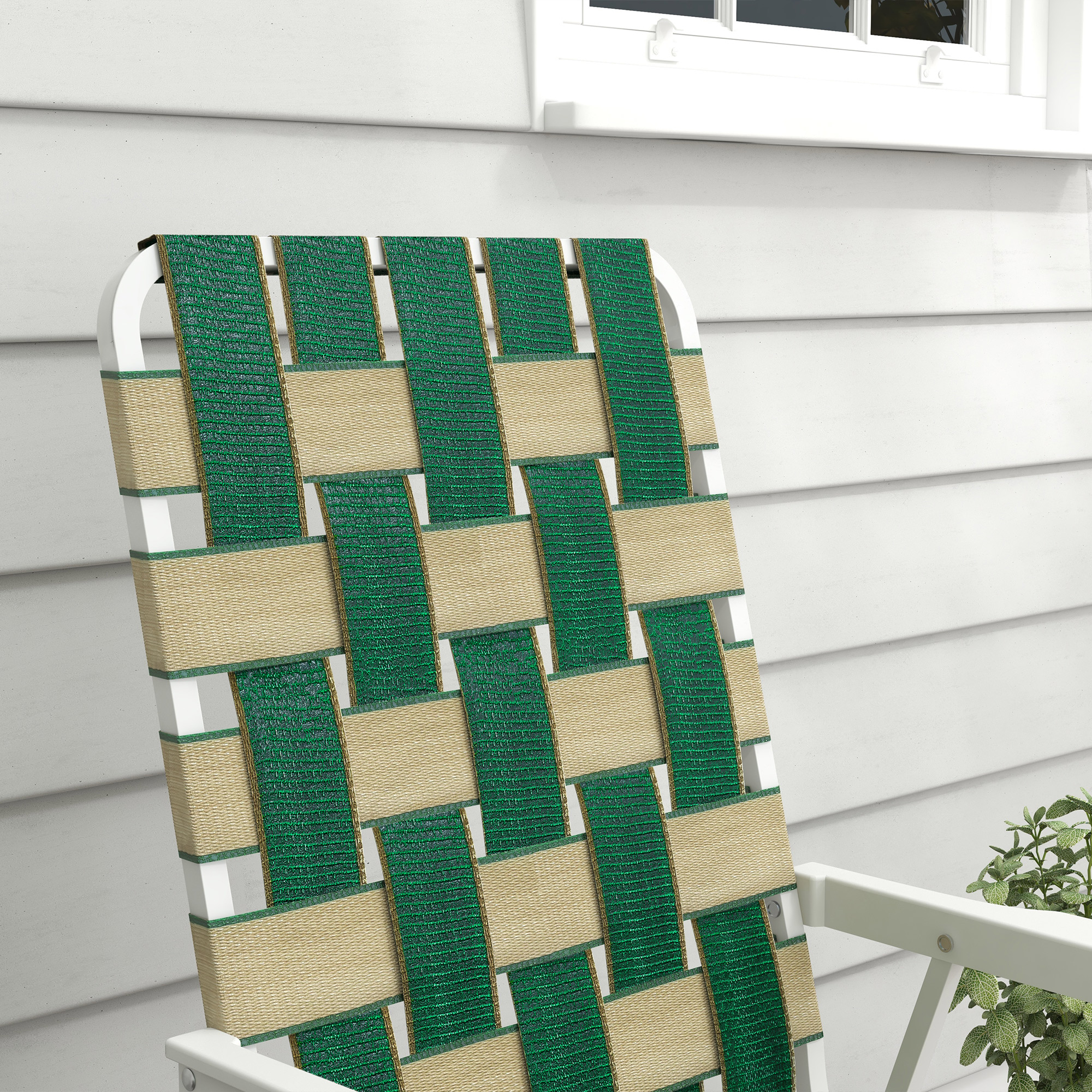  Set of 4 Patio Folding Chairs, Classic Outdoor Camping Chairs, Portable Lawn Chairs w/ Armrests, Green