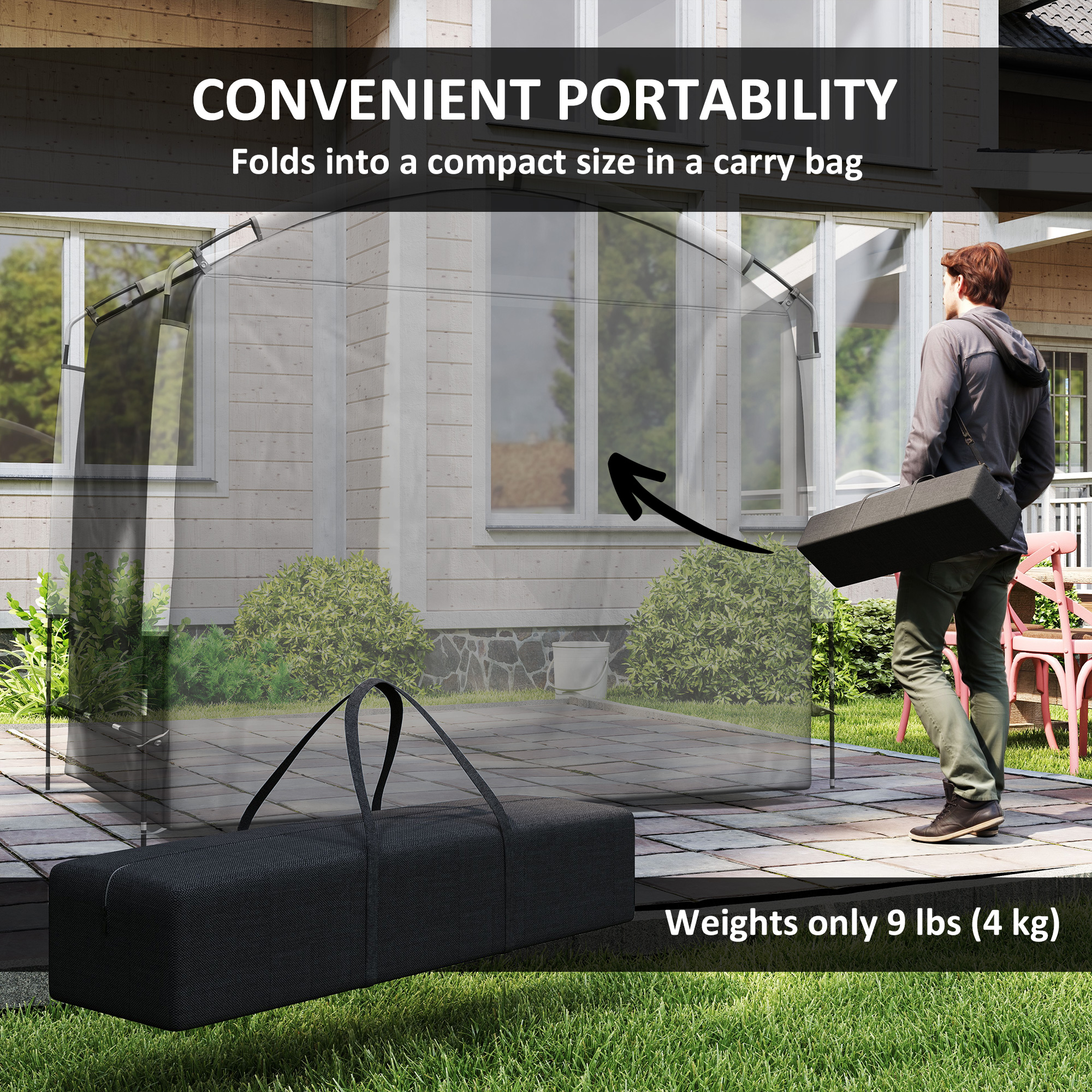  Bike Storage Shed Tent, Portable and Waterproof with 210D Oxford Fabric and Carry Bag for 3-4 Bicycles, Black