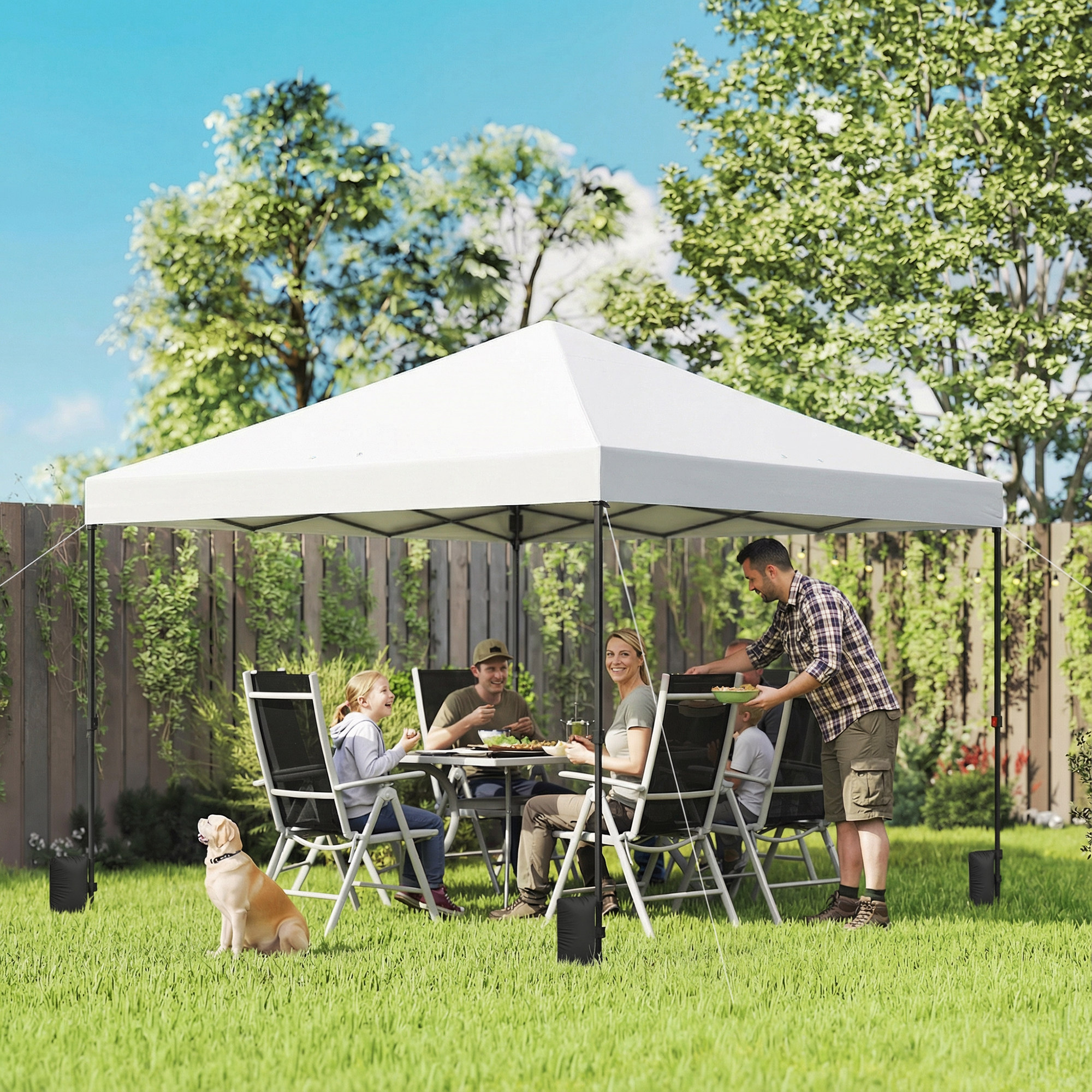  10 x 10 ft Pop Up Canopy Tent with One Push Setup, Outdoor Portable Instant Canopy Shelter w/ Roller Bag, White