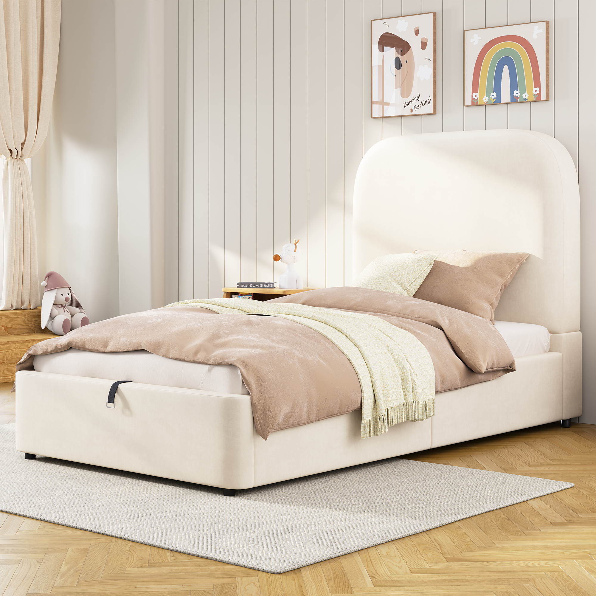 Upholstered Bed, Single Children's 3ft-90 X 190cm, Hydraulic With Headboard — image 3