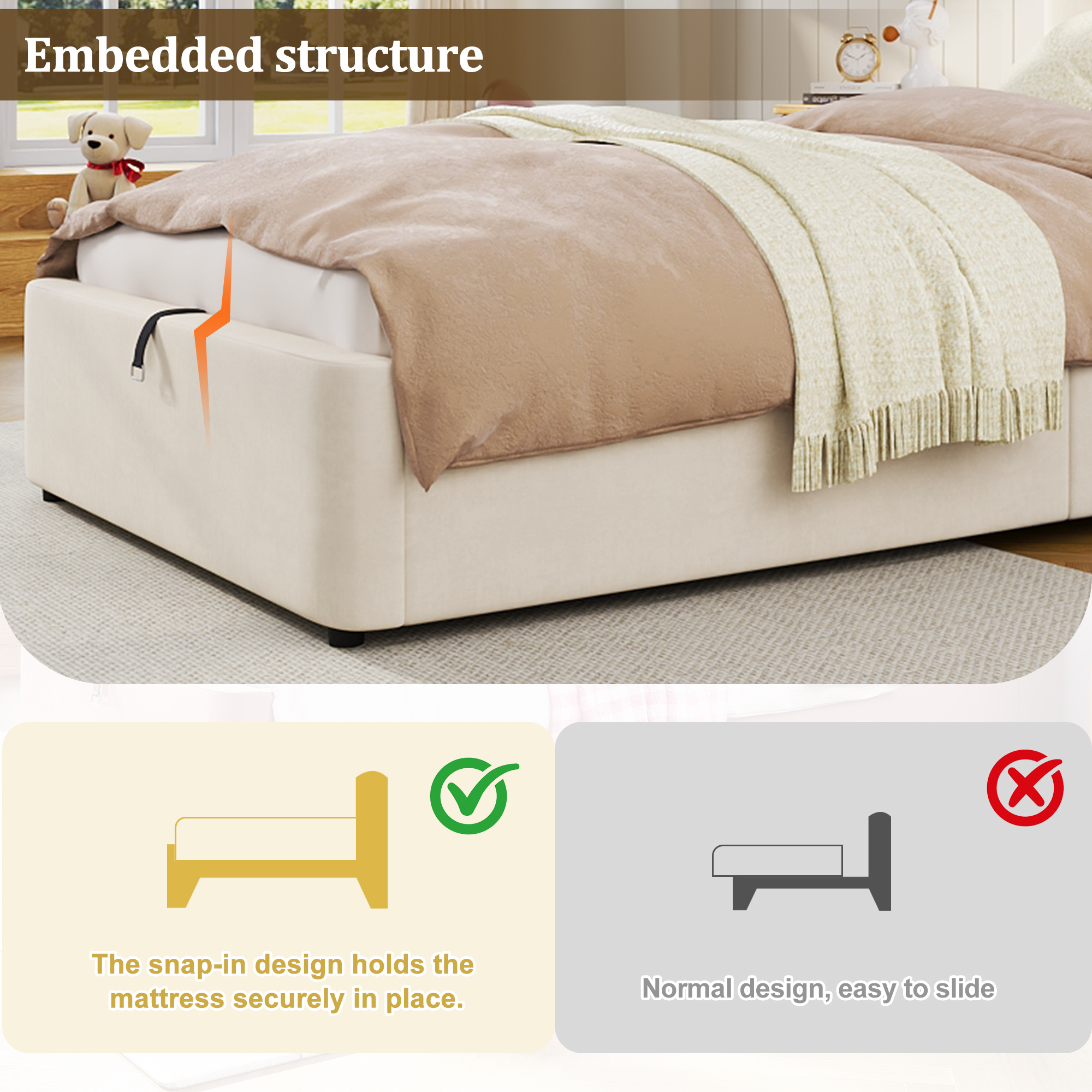 Upholstered Bed, Single Children's 3ft-90 X 190cm, Hydraulic With Headboard — image 2