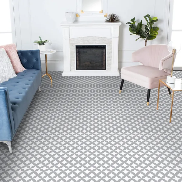 20pcs Self-Adhesive Floor Tiles, 7.9 X 7.9 Inch PVC Self-Adhesive Waterproof Flooring Strips, Waterproof Lip Features, DIY Suitable For Bathroom, Living Room, Covers 4.3 Square Feet