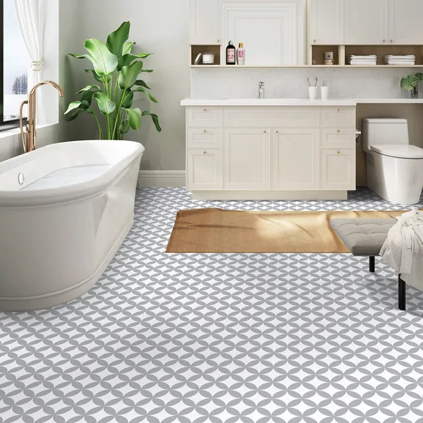 20pcs Self-Adhesive Floor Tiles, 7.9 X 7.9 Inch PVC Self-Adhesive Waterproof Flooring Strips, Waterproof Lip Features, DIY Suitable For Bathroom, Living Room, Covers 4.3 Square Feet