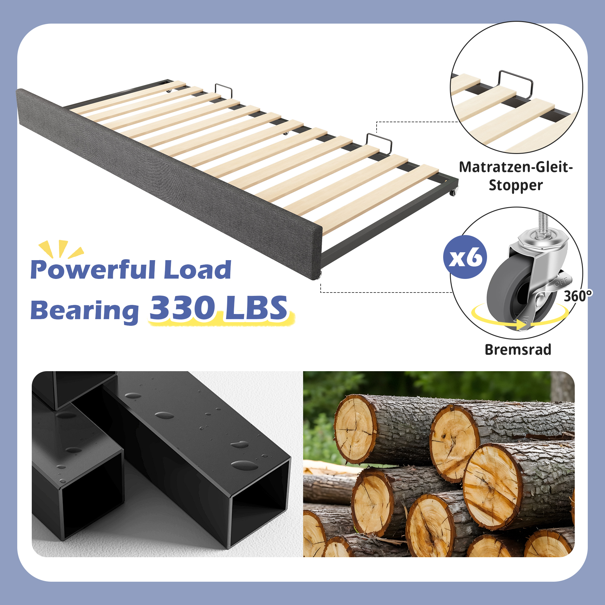 Chic Upholstered Daybed with Pull-Out Guest Trundle Bed