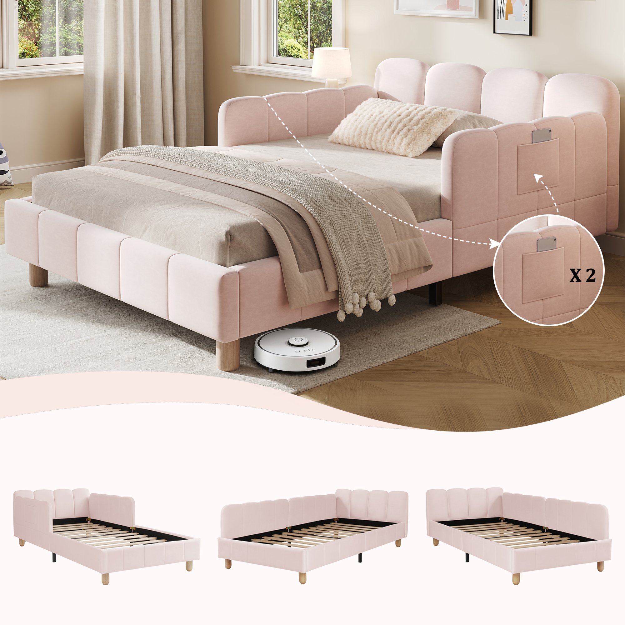 Upholstered Bed, Single Children's 3ft-90 X 190cm, With Headboard And Safety — image 4