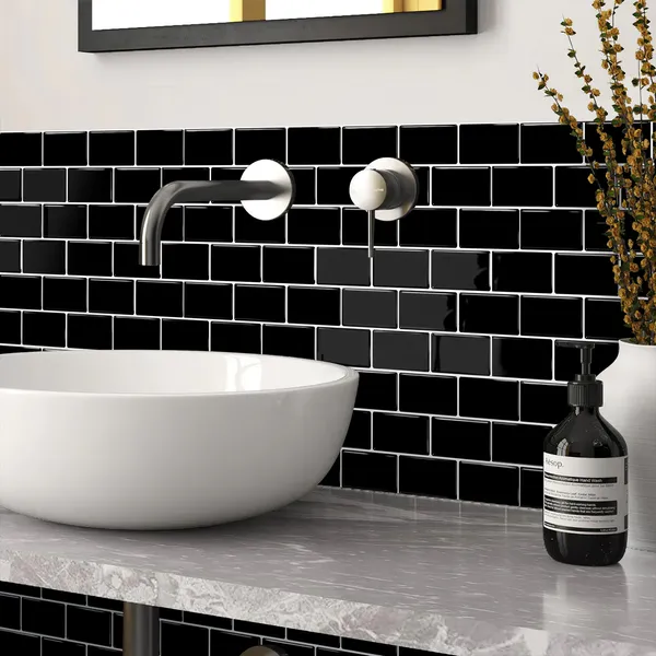 10pcs Self-Adhesive Splashproof Wall Tiles, 12x12 Inch Self-Adhesive Subway Tiles, Suitable For Kitchen And Bathroom Walls, Easy DIY