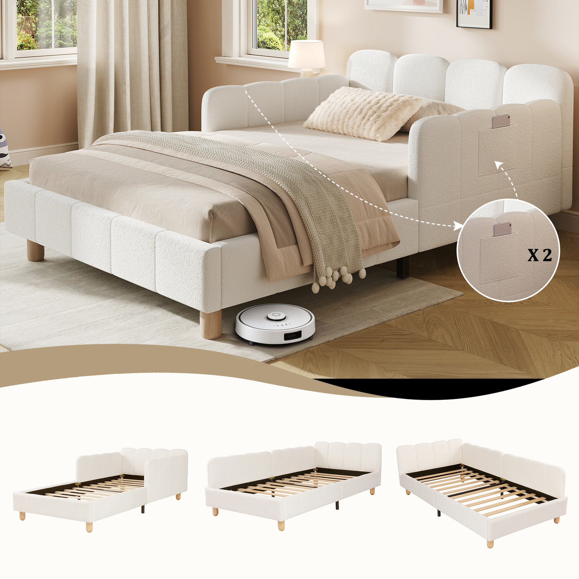 Upholstered Bed, Single Children's 3ft-90 X 190cm, With Headboard And Safety — image 3