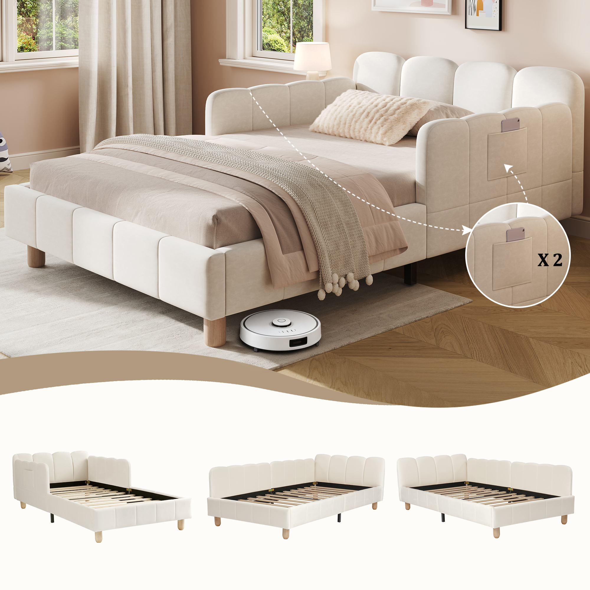 Upholstered Bed, Single Children's 3ft-90 X 190cm, With Headboard And Safety — image 5