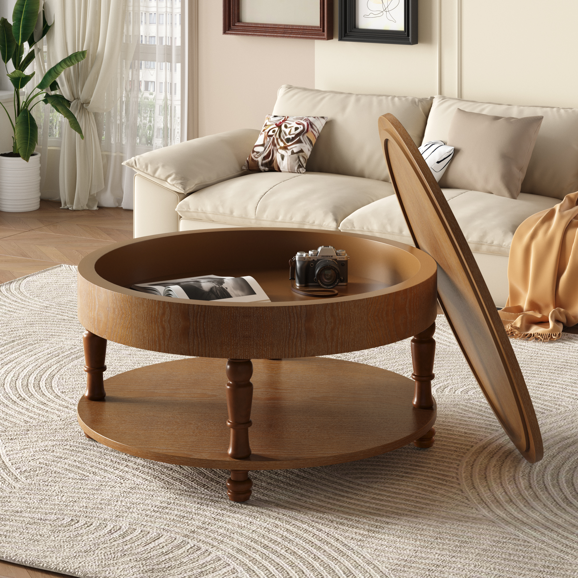 Round Storage Coffee Table, picture 3 of 4