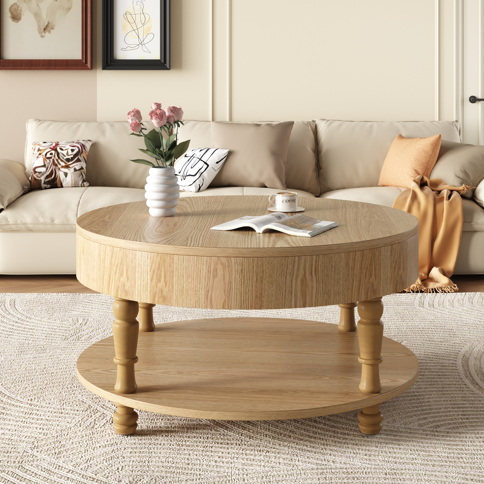 Round Coffee Table with Storage, picture 3 of 4