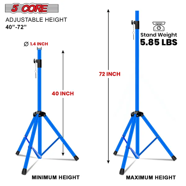 5 Core Speaker Stand Tripod Heavy Duty Adjustable 72' Universal Mount For PA DJ Studio