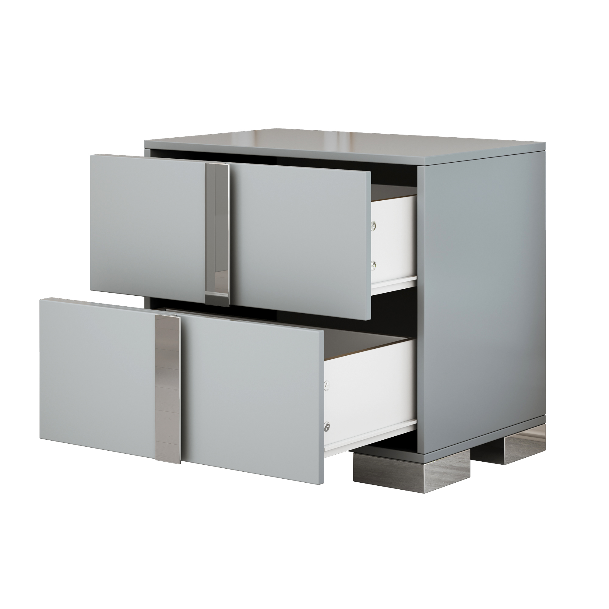 Mirrored Nightstand with 2 Drawers