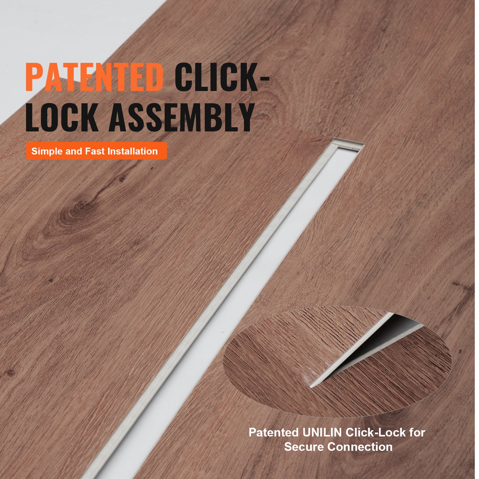 Interlocking Vinyl Floor Tiles 48 X 7.3 Inch, 10 Tiles 5.5mm Thick Snap Together, Deep Brown Wood Grain DIY Flooring For Kitchen, Dining Room, Bedrooms & Bathrooms, Easy For Home Decor