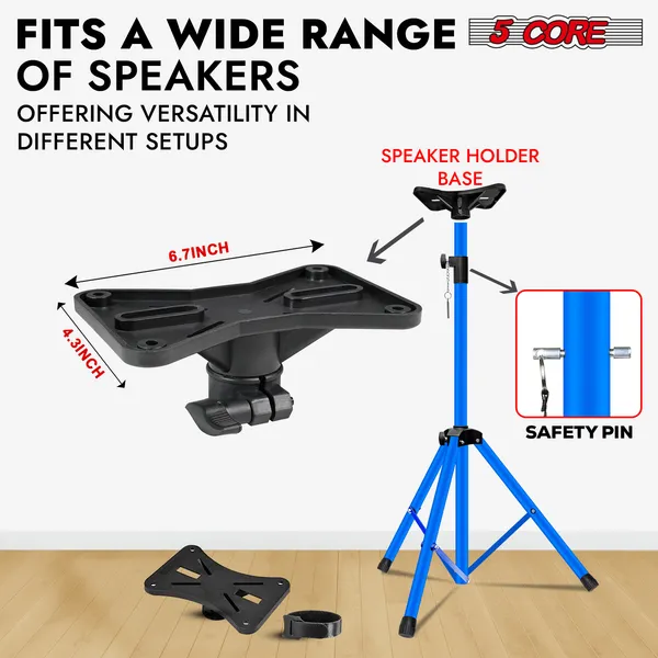 5 Core Speaker Stand Tripod Heavy Duty Adjustable 72' Universal Mount For PA DJ Studio
