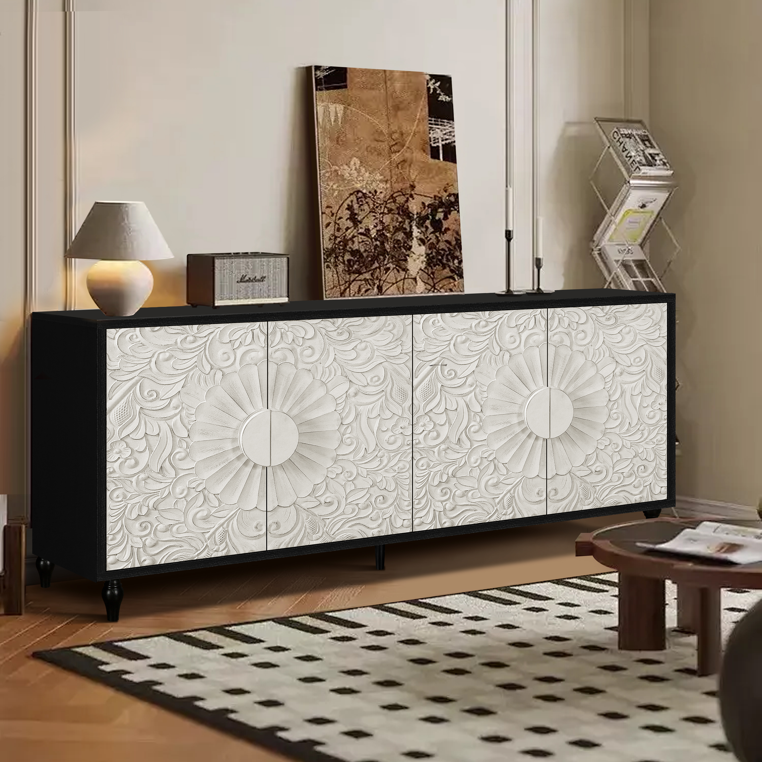 Carved Door TV Stand, picture 2 of 5