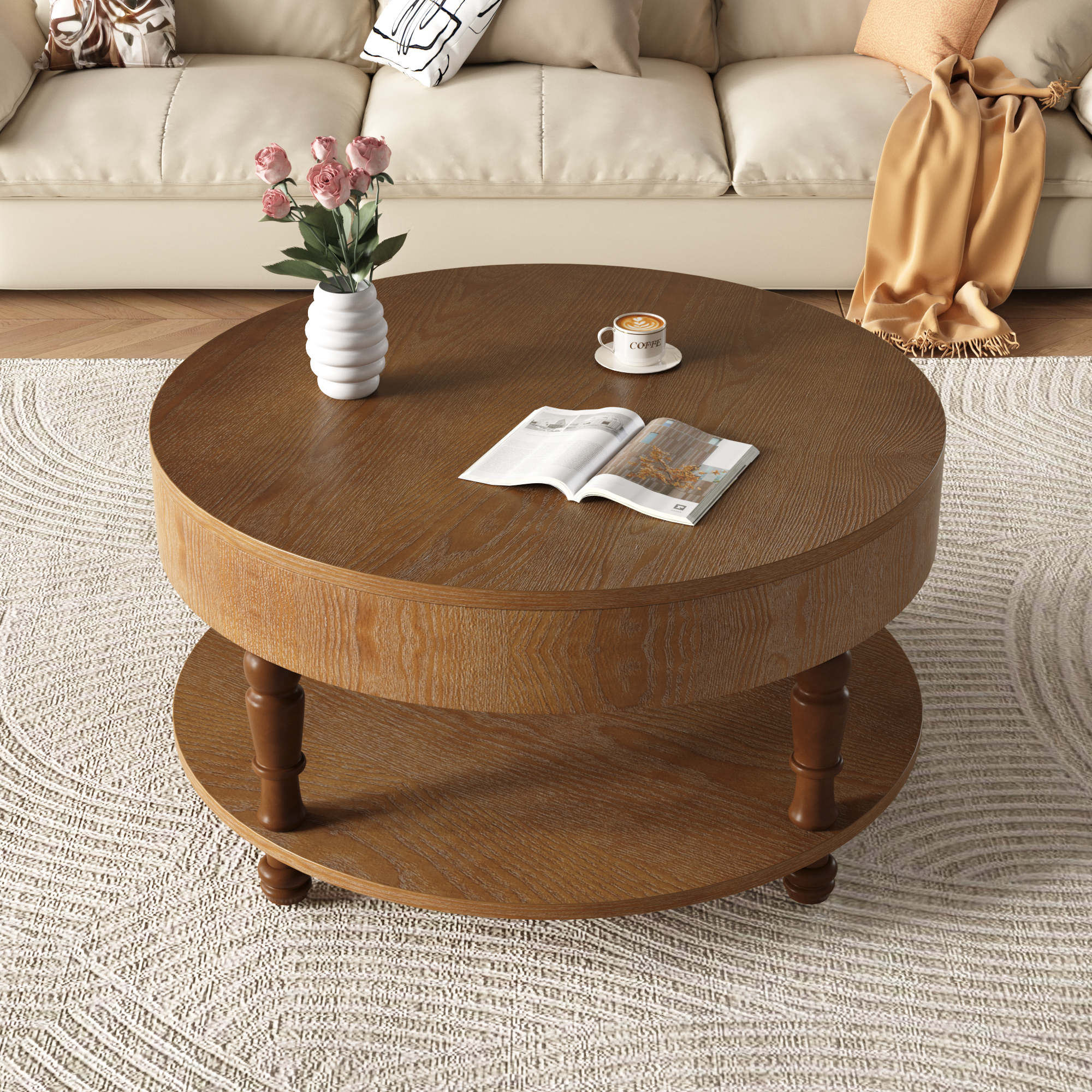Round Storage Coffee Table