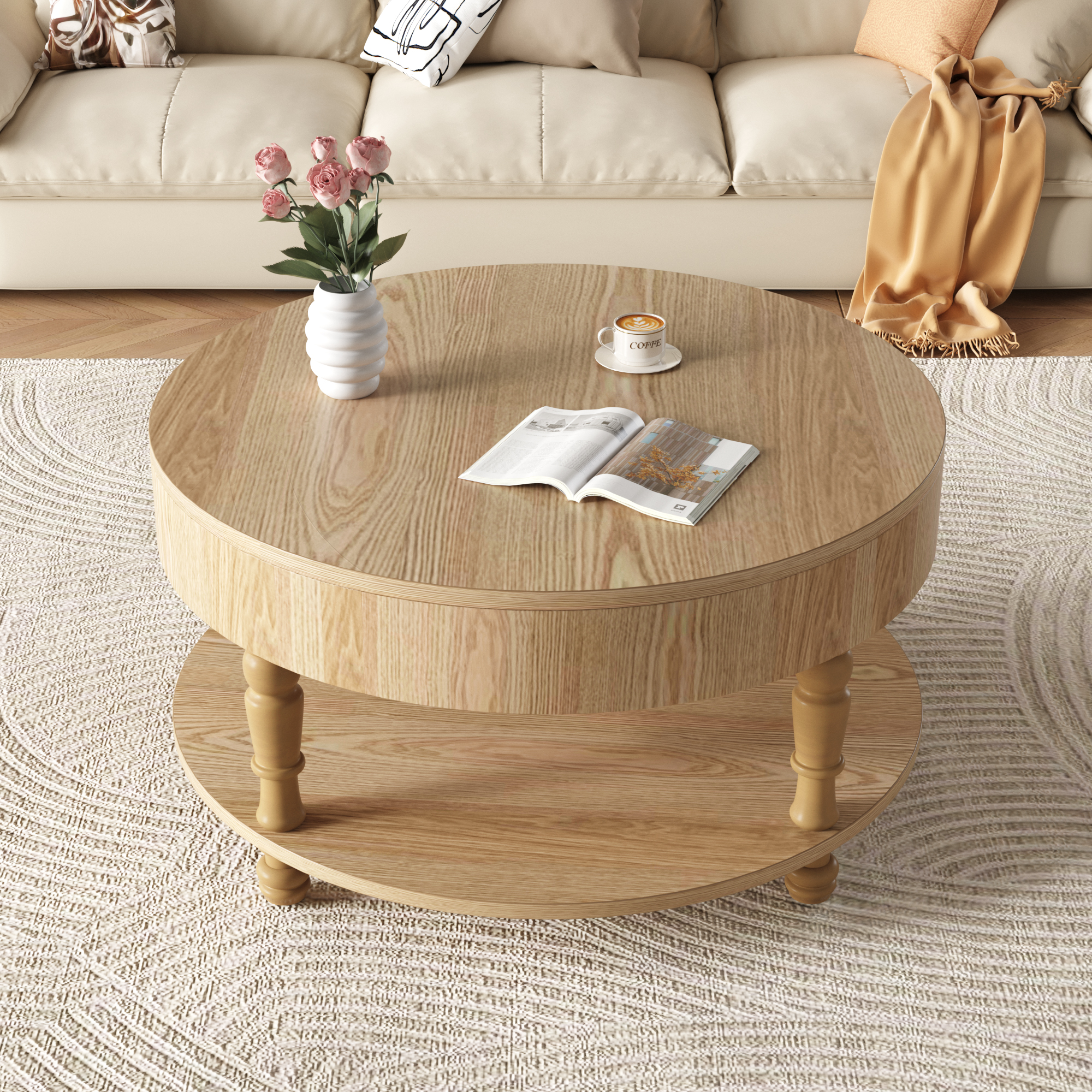 Round Coffee Table with Storage, picture 2 of 4