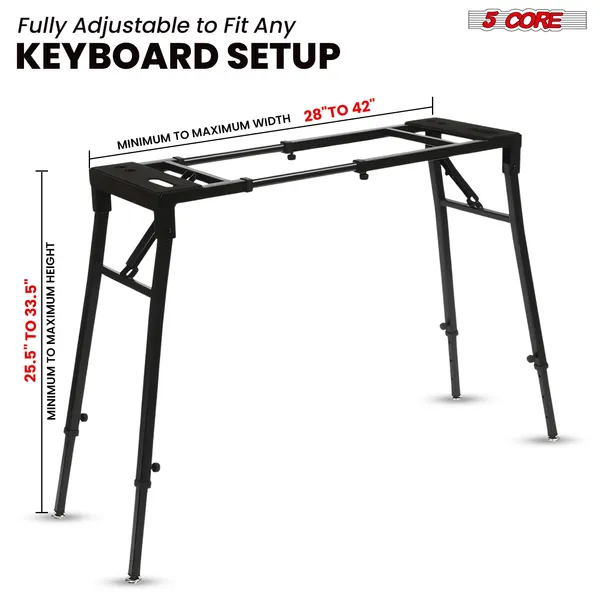 5 Core Keyboard Stand Adjustable Electric Digital Piano Synth Holder Heavy Duty For 54-88 Key Boards