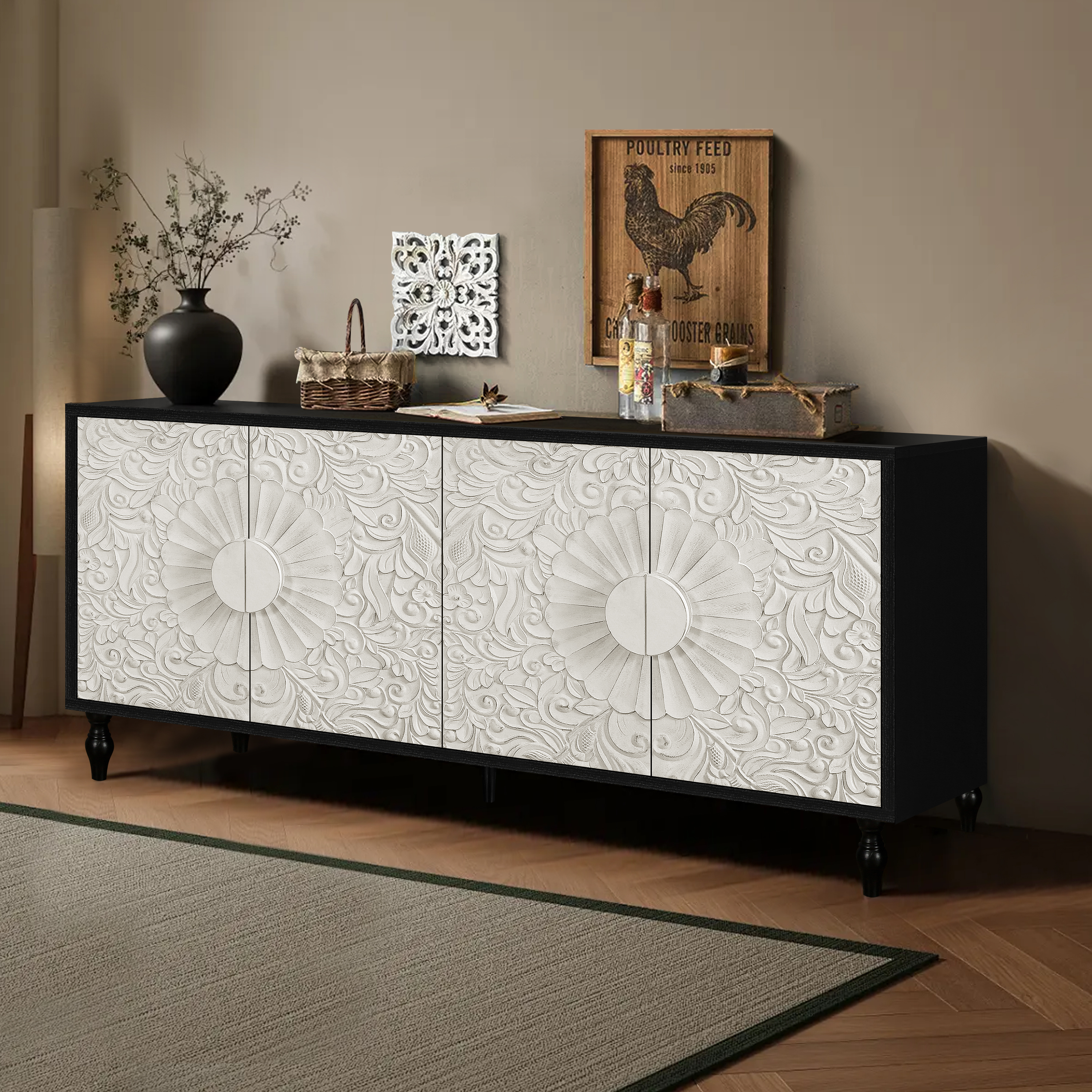 Carved Door TV Stand, picture 4 of 5