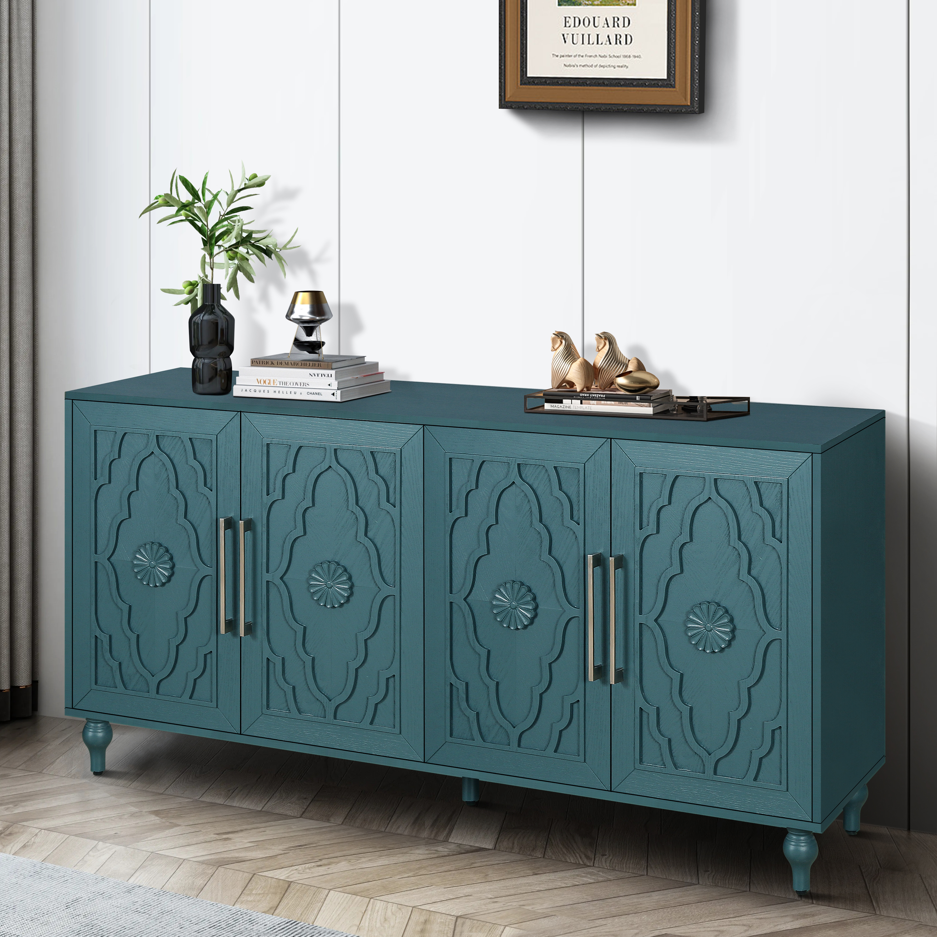 Wooden Storage Cabinet with Carved Doors, picture 4 of 4