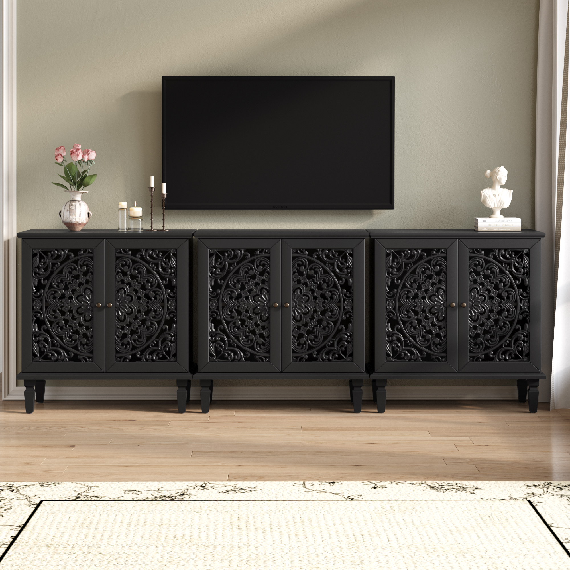Hollow-Carved Accent Cabinet, picture 1 of 4