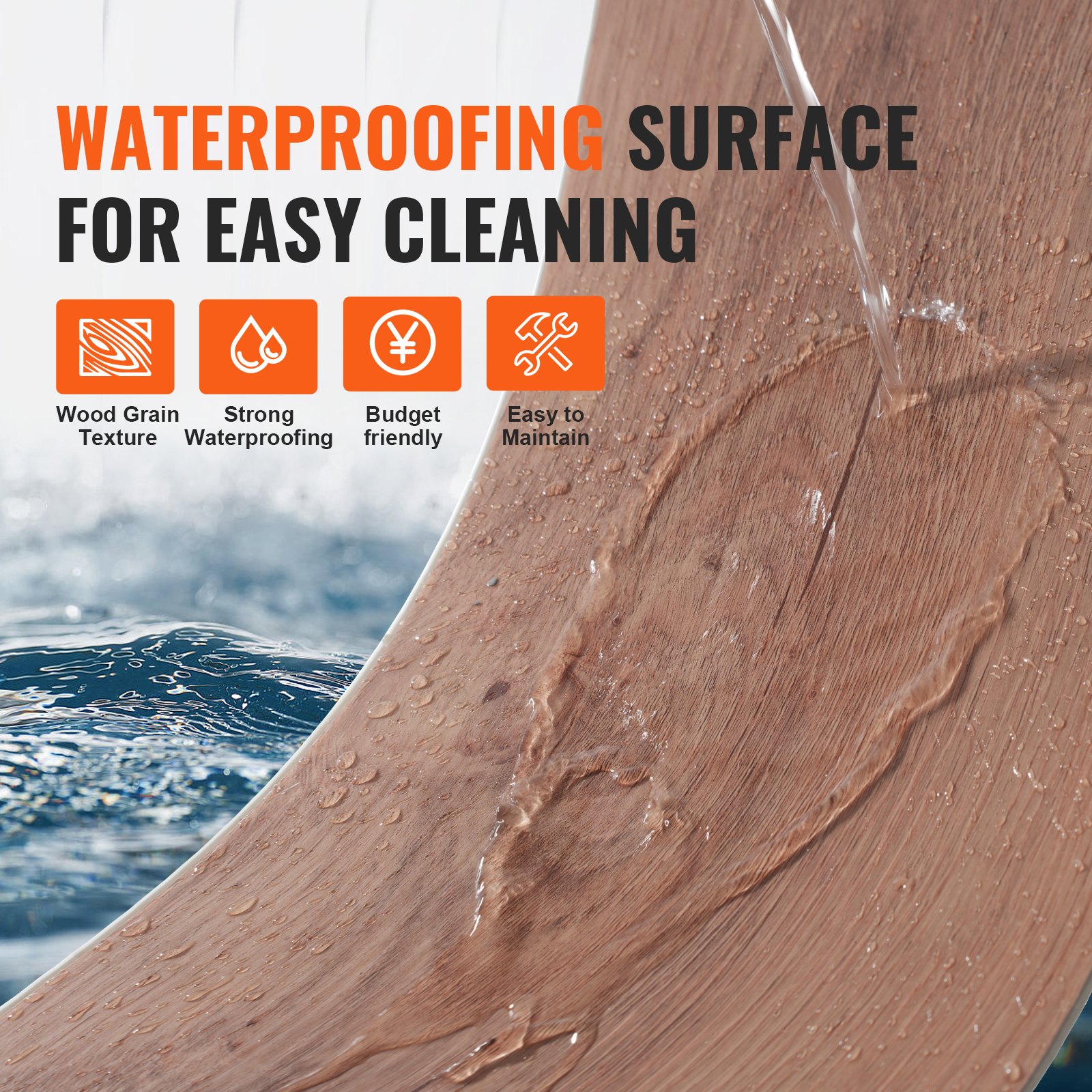 Interlocking Vinyl Floor Tiles 48 X 7.3 Inch, 10 Tiles 5.5mm Thick Snap Together, Deep Brown Wood Grain DIY Flooring For Kitchen, Dining Room, Bedrooms & Bathrooms, Easy For Home Decor