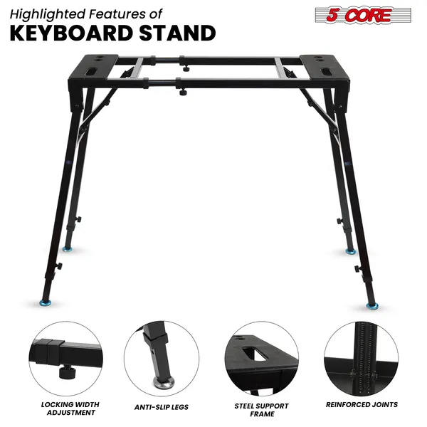 5 Core Keyboard Stand Adjustable Electric Digital Piano Synth Holder Heavy Duty For 54-88 Key Boards