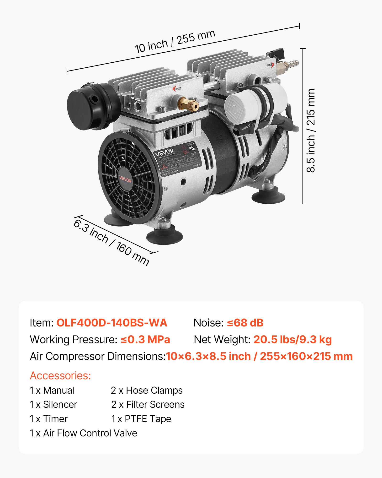 Pond Aerator,5.2CFM 3/4 HP Air Compressor, Lake Aerator For Ponds Up To 3 Acres, Overheat Protection & Anti-Backflow Valve, 550W Powerful Motor, Pond Aeration Pump For Water Oxygen Circulation