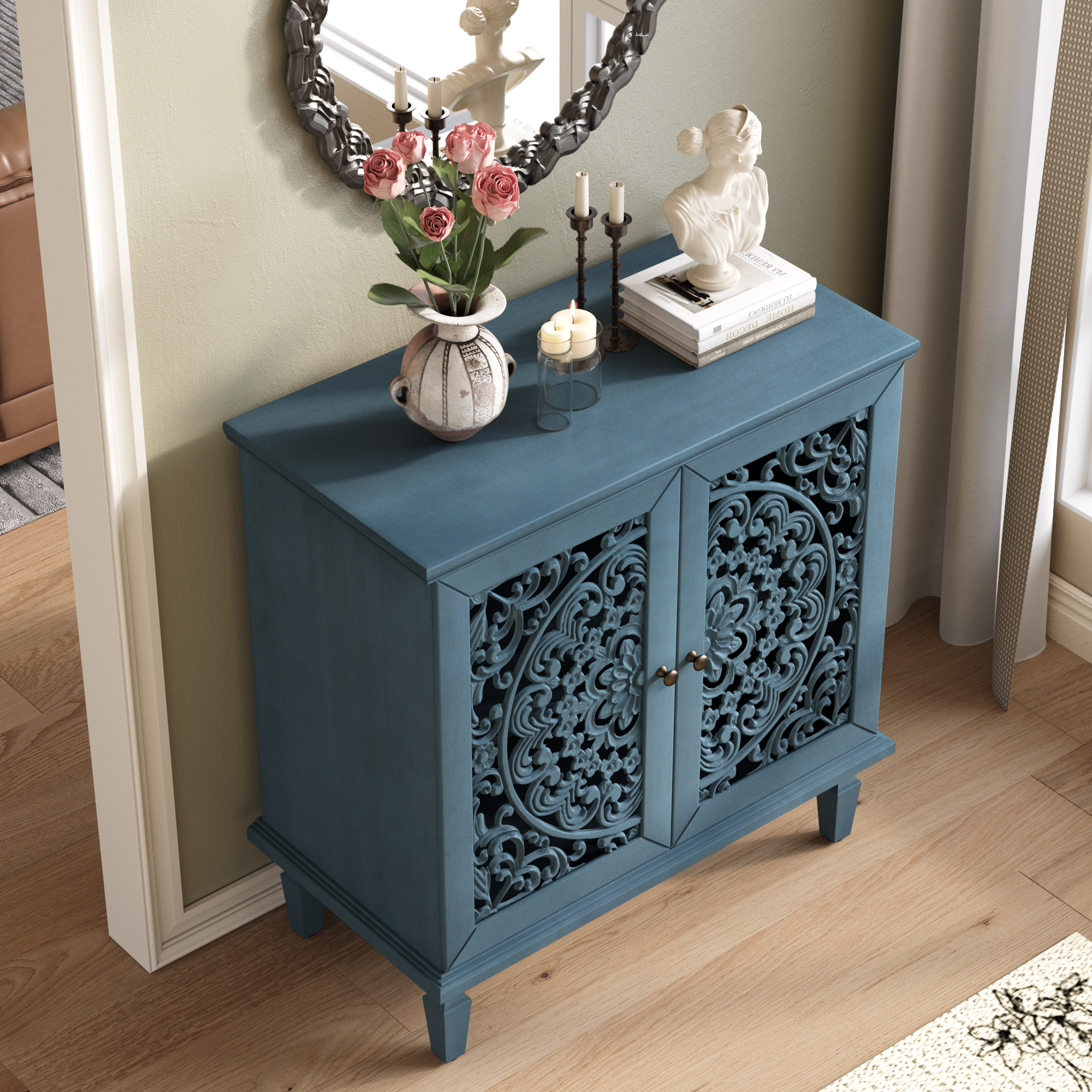 Hollow-Carved Accent Cabinet