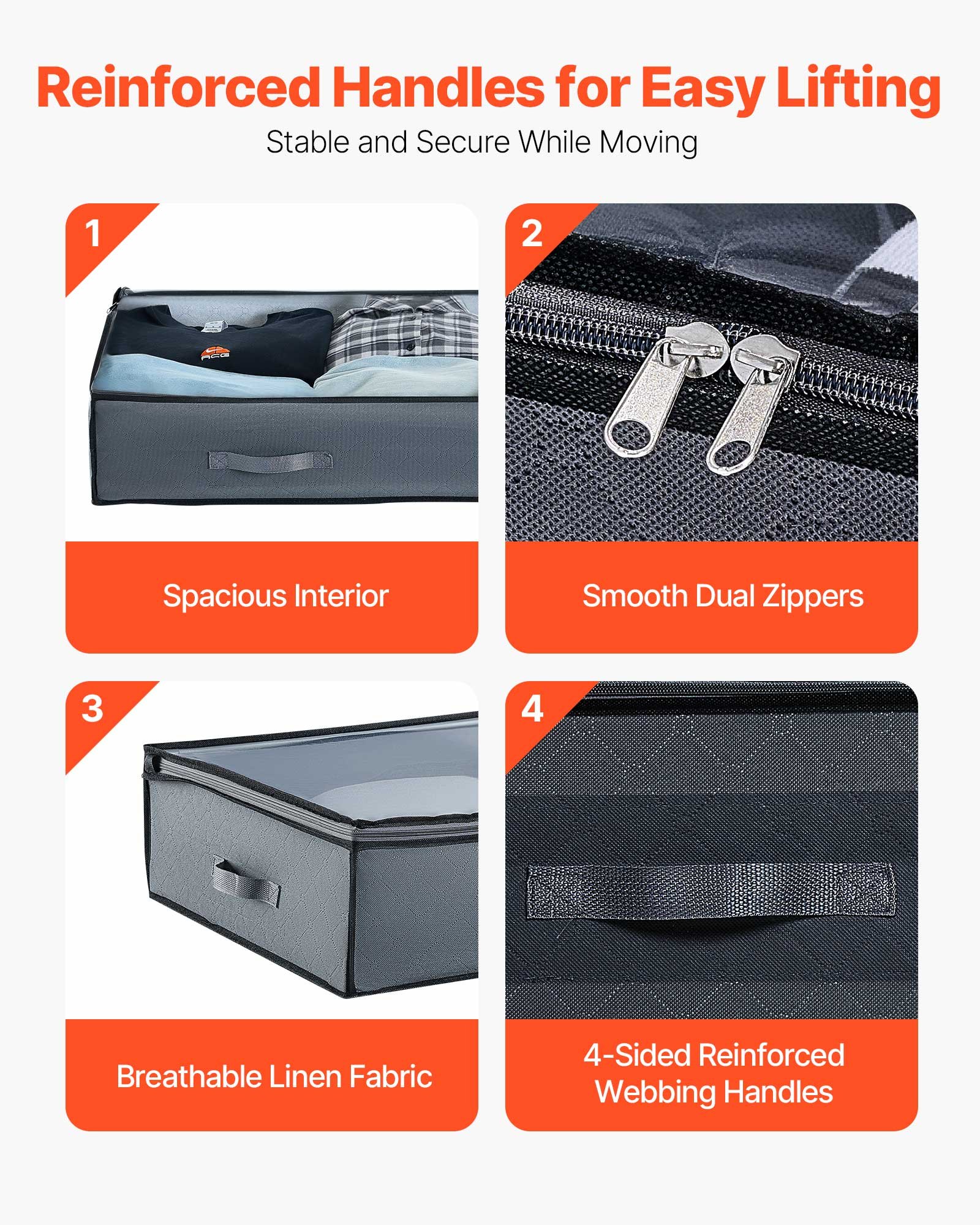 Under Bed Storage With Clear Lids, 39.2 X 19.7 X 7.1 Inch, 90L Large Underbed Clothes Storage Containers, Low Profile Under Bed Drawer Shoe Organizer Bins Box For Blanket Shoe Bedroom, 4 Pack
