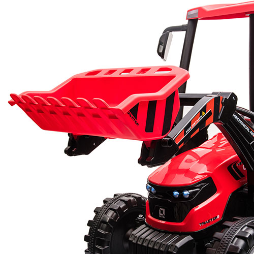 24V Kids Ride On Tractors With Parent Remote Control, Pedal Tractors With Working Loader And Backhoe Digger, Kids' Ride On Car Toys 24V Battery Powered Electric Vehicles With Trailer, Digger Red